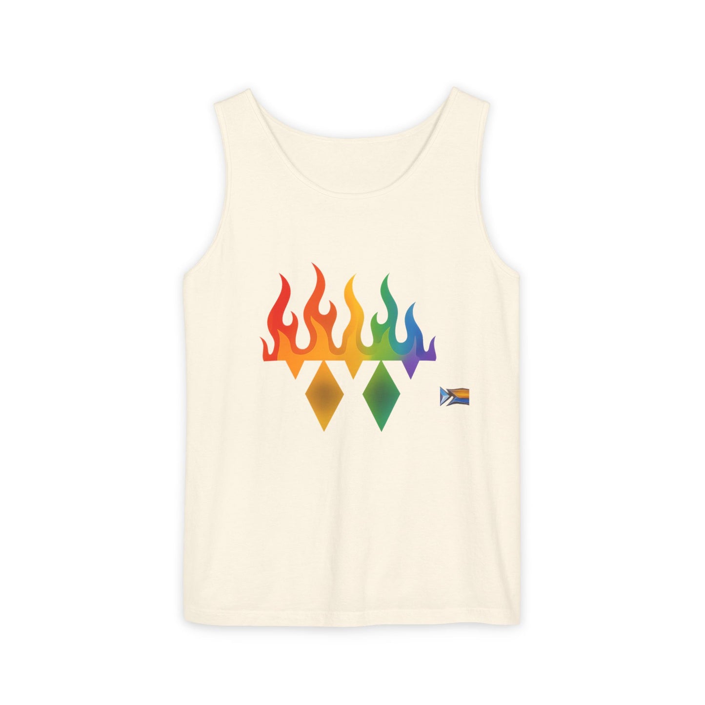 Pride Flame Tank Top | Unisex Garment-Dyed Tank, LGBTQ+ Apparel, Colorful Summer Wear, Festival Clothing, Gay Pride Merchandise