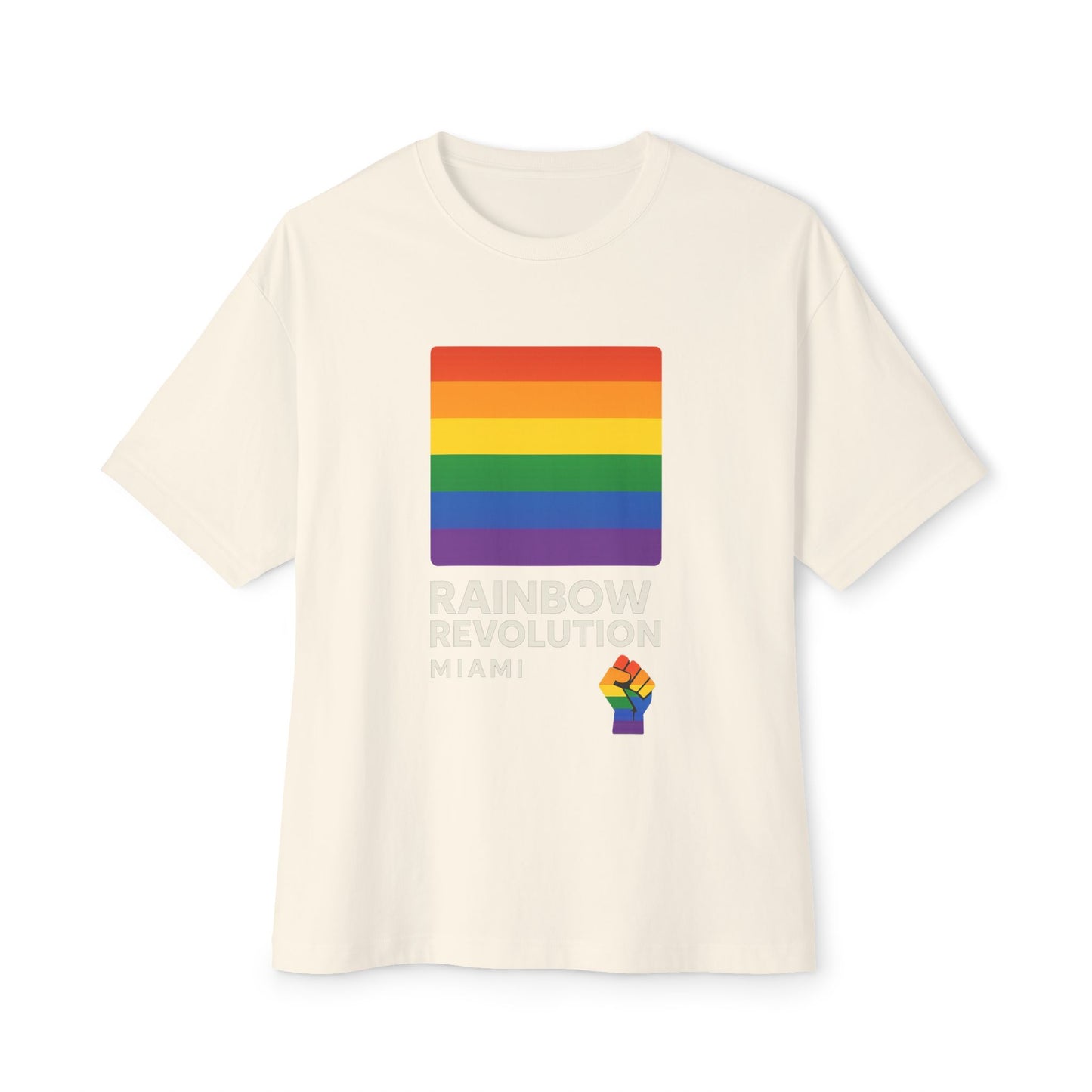 Rainbow Revolution Oversized Tee, Unisex Boxy Shirt, LGBTQ+ Pride Apparel, Statement Tee, Casual Wear, Gift for Allies