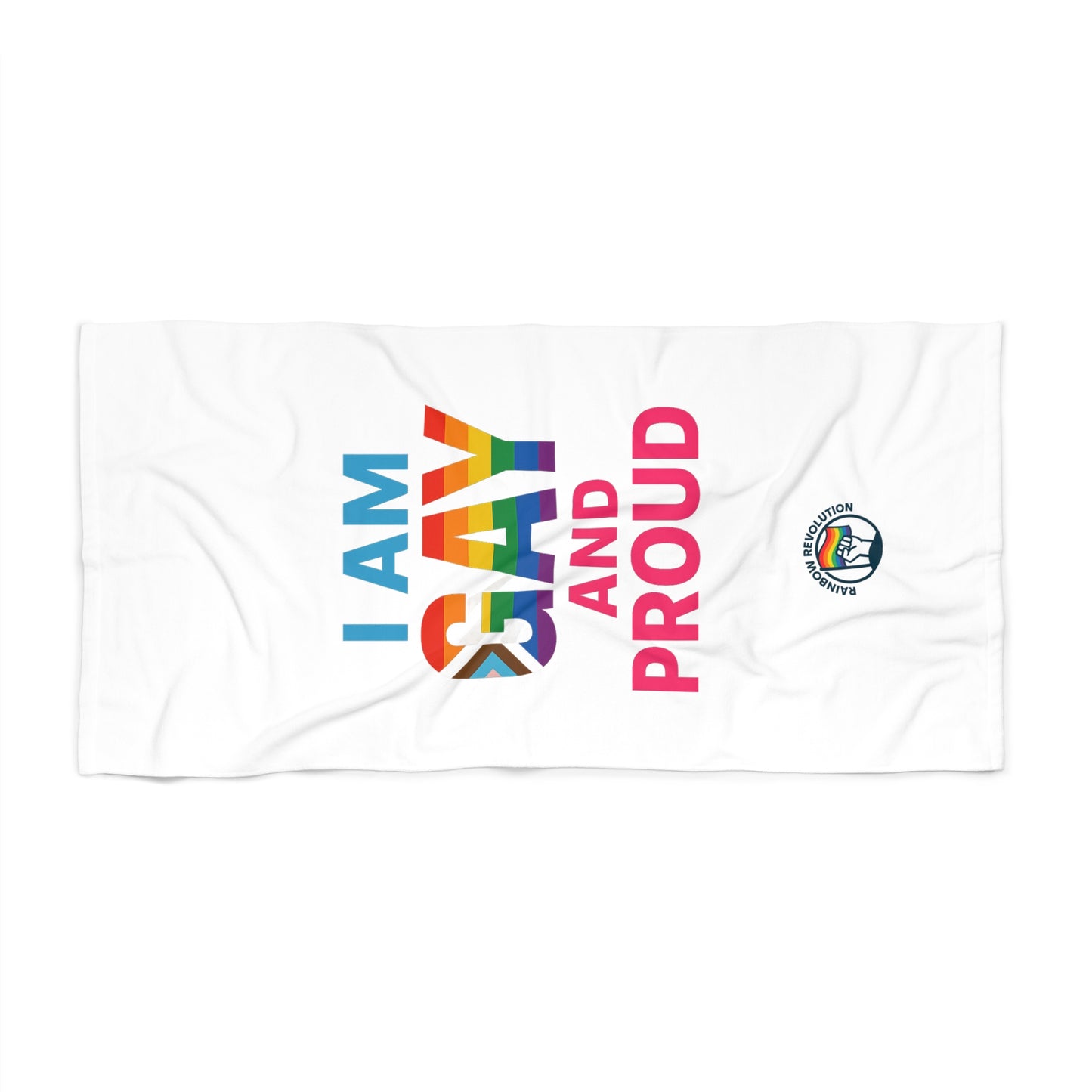 Pride Beach Towel - I Am Gay and Proud - LGBTQ+ Towel for Summer Fun, Pool Party, Beach Day, Pride Events, Gift for Allies