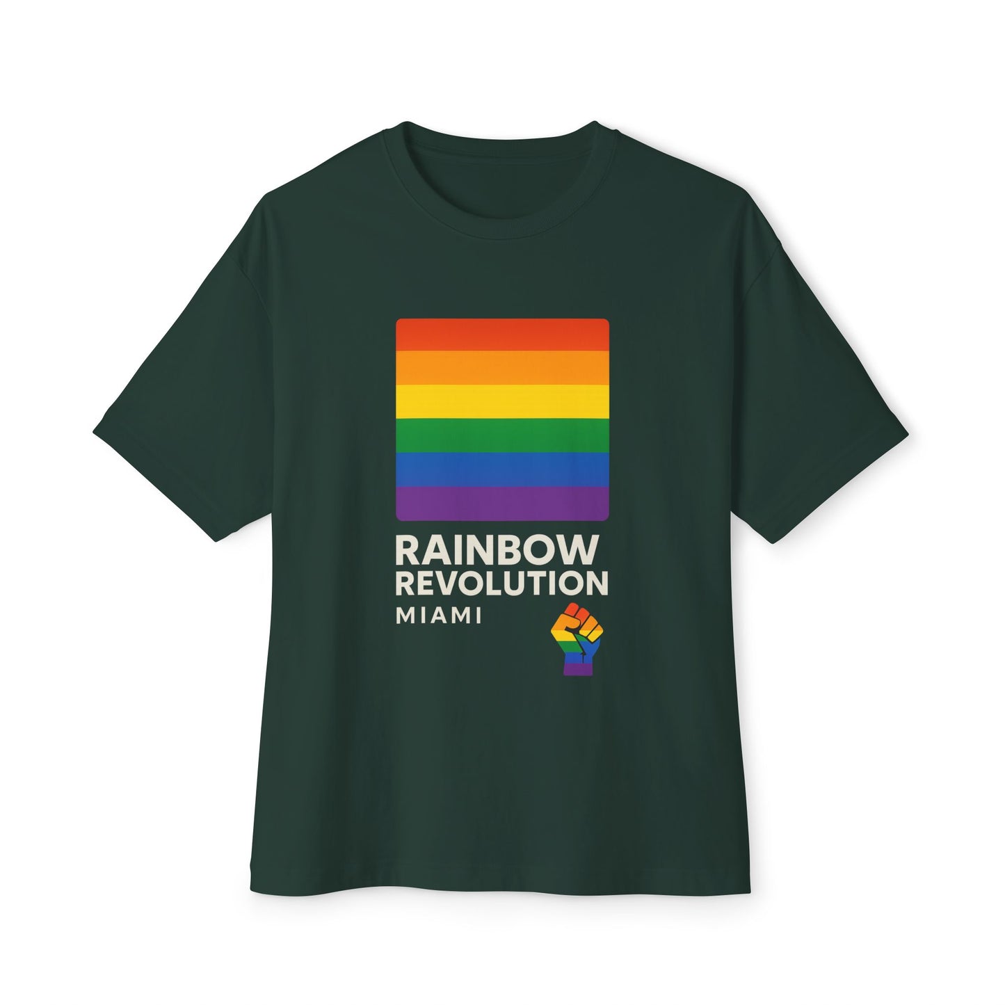 Rainbow Revolution Oversized Tee, Unisex Boxy Shirt, LGBTQ+ Pride Apparel, Statement Tee, Casual Wear, Gift for Allies