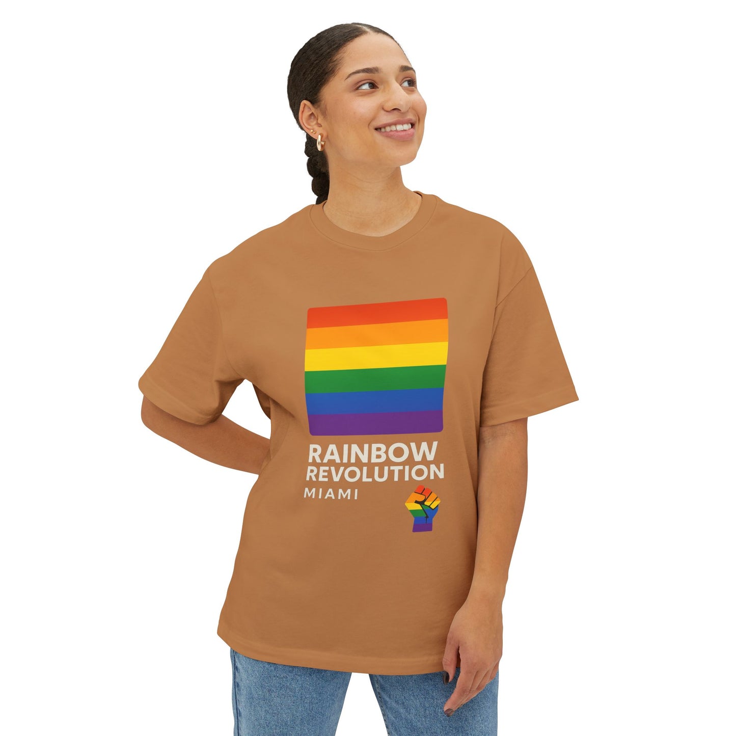 Rainbow Revolution Oversized Tee, Unisex Boxy Shirt, LGBTQ+ Pride Apparel, Statement Tee, Casual Wear, Gift for Allies