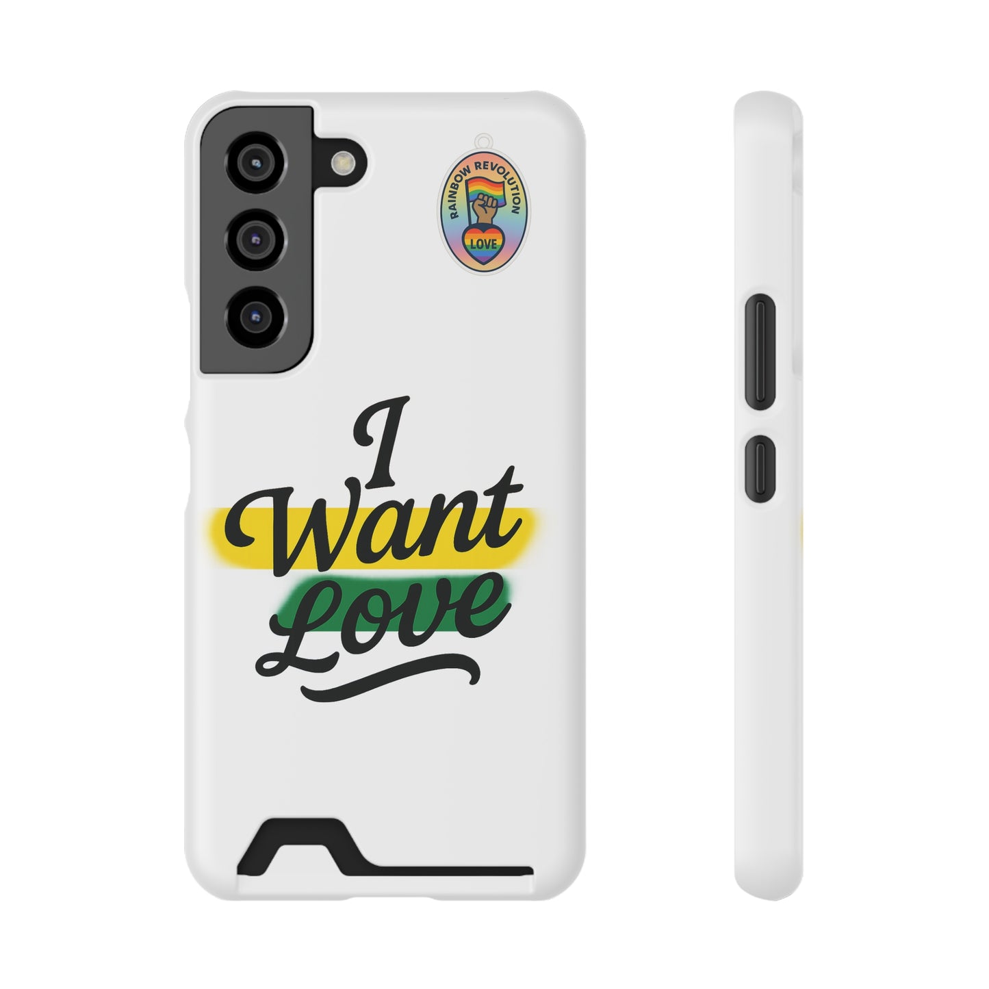 Love-Themed Phone Case with Card Holder | I Want Love, Stylish Gifts, Everyday Accessories, Phone Protection, Gift for Her