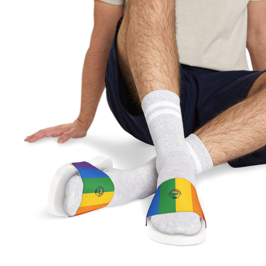 Vibrant Pride Sandals, Men's Summer Footwear, LGBTQ+ Support, Removable-Strap Slide Sandals, Beachwear, Casual Comfort