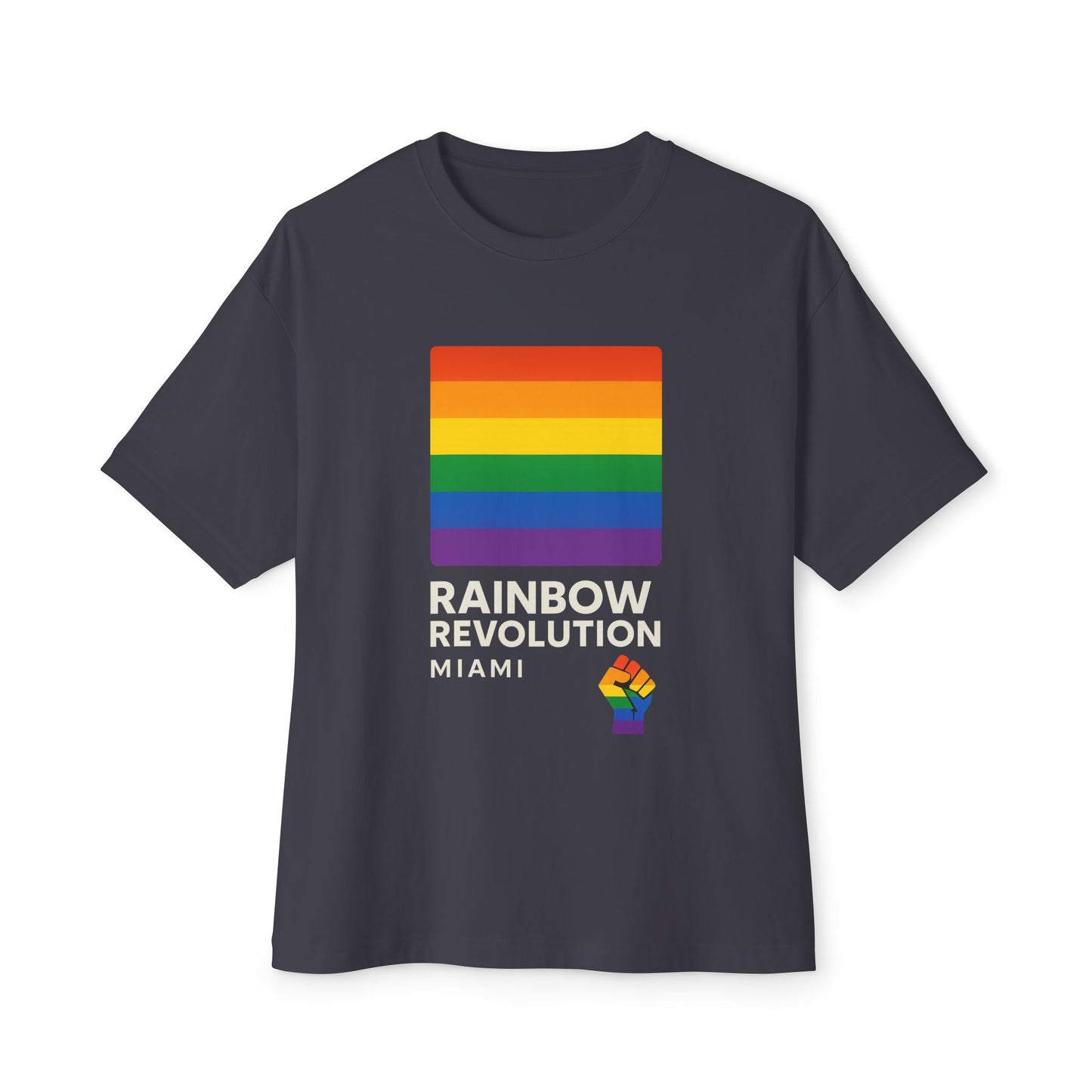 Rainbow Revolution Oversized Tee, Unisex Boxy Shirt, LGBTQ+ Pride Apparel, Statement Tee, Casual Wear, Gift for Allies