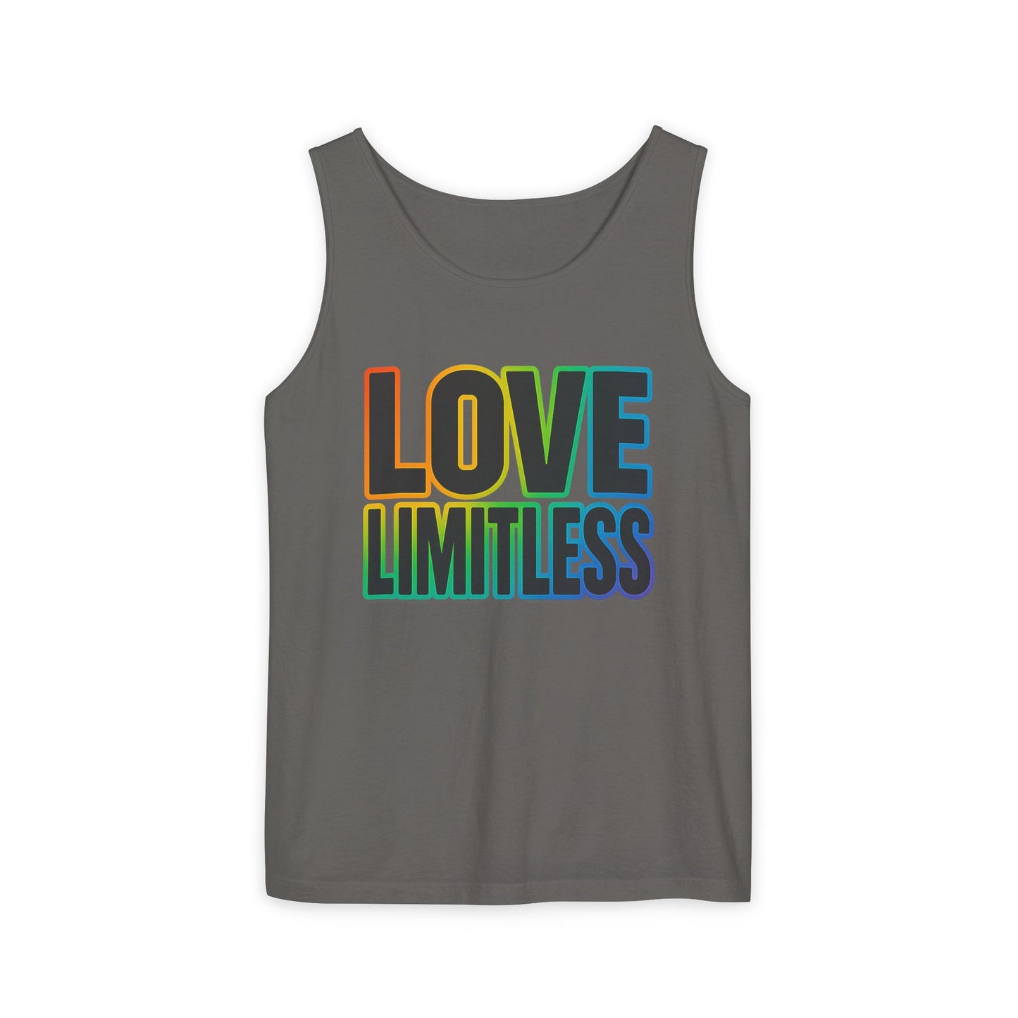 Unisex Inspirational Tank Top, Love Limitless Sleeveless Shirt, Perfect for Summer, Pride Events, Relaxed Fit Gym Wear, Gift for Friends