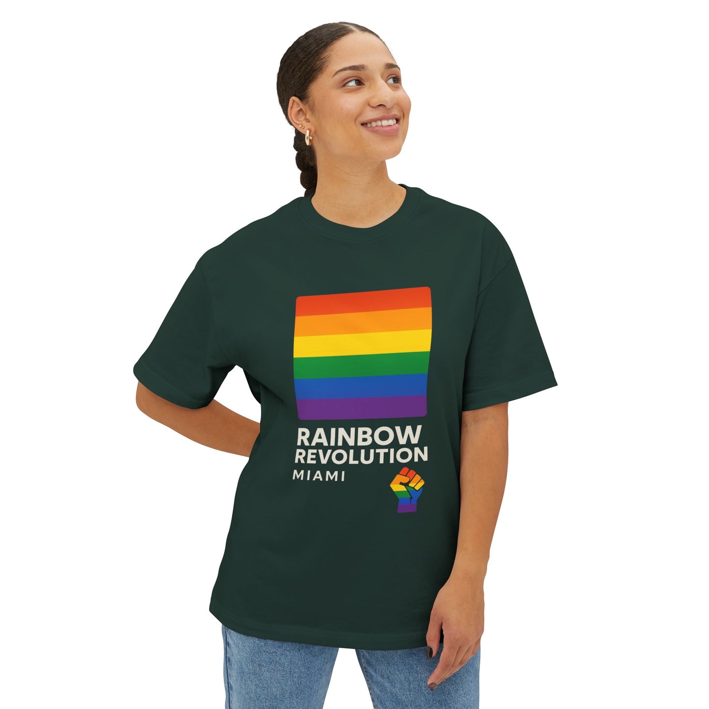 Rainbow Revolution Oversized Tee, Unisex Boxy Shirt, LGBTQ+ Pride Apparel, Statement Tee, Casual Wear, Gift for Allies