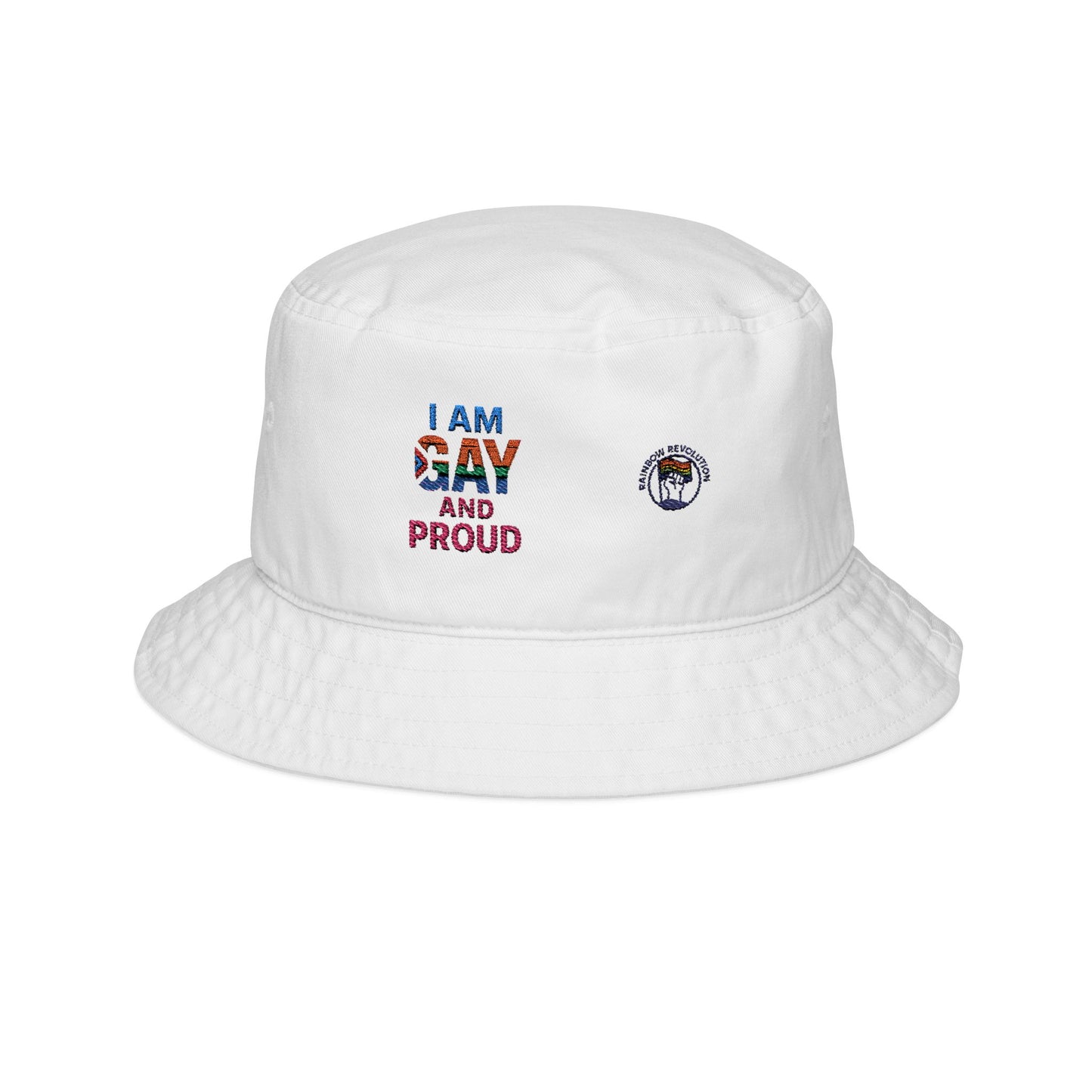 Pride Embroidered Bucket Hat | I AM GAY AND PROUD, LGBTQ+ Fashion, Unisex Accessories, Summer Hat, Gifts for Pride Month