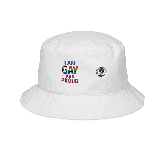 Pride Embroidered Bucket Hat | I AM GAY AND PROUD, LGBTQ+ Fashion, Unisex Accessories, Summer Hat, Gifts for Pride Month