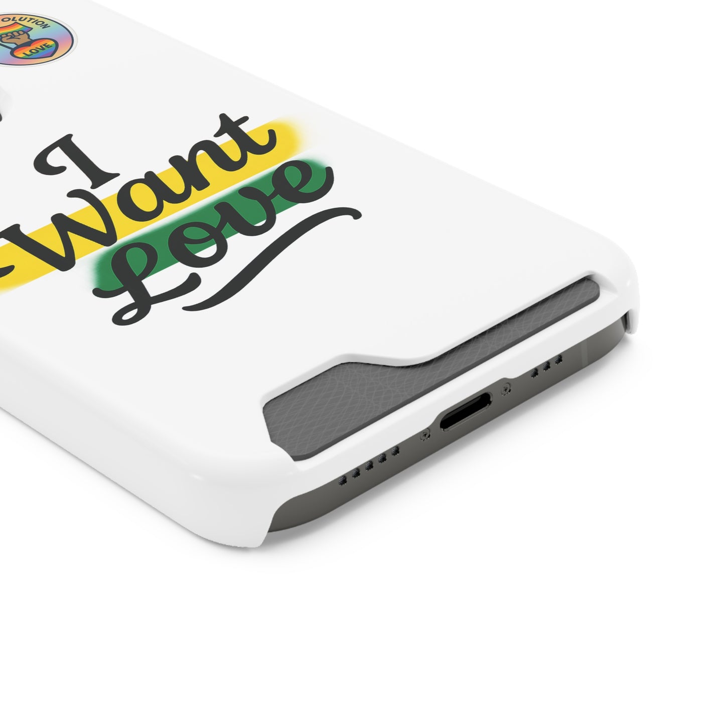 Love-Themed Phone Case with Card Holder | I Want Love, Stylish Gifts, Everyday Accessories, Phone Protection, Gift for Her