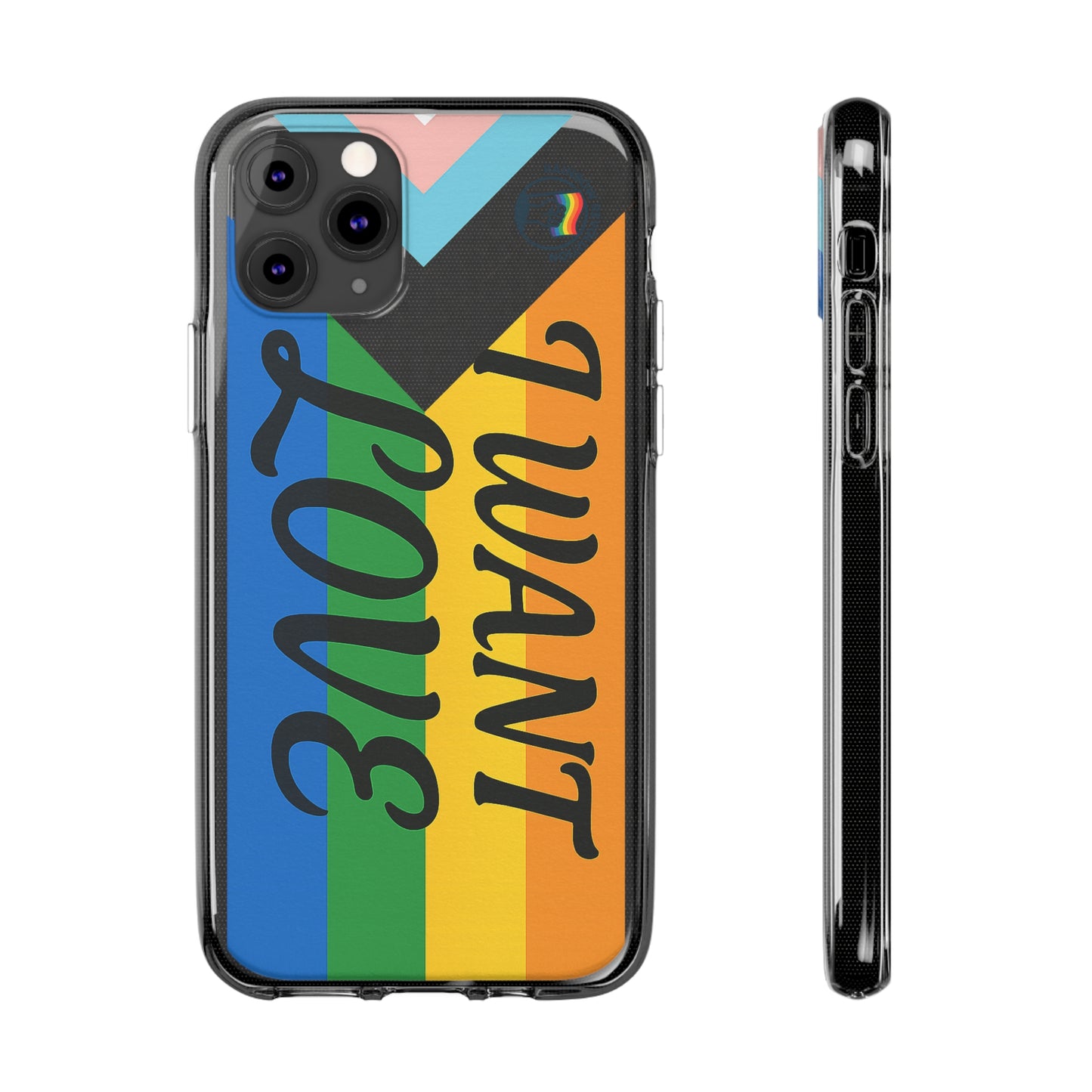 Pride Love Phone Case, Clear Silicone Case, LGBTQ+ Phone Accessory, Colorful Phone Cover, Rainbow Pride Gift