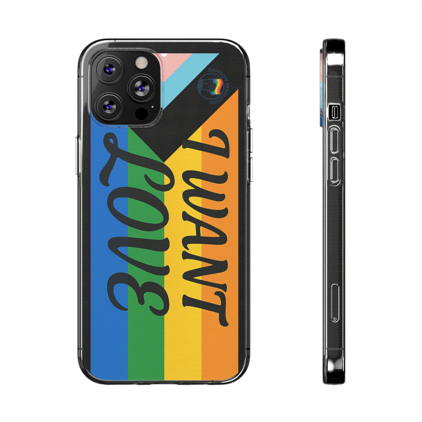 Pride Love Phone Case, Clear Silicone Case, LGBTQ+ Phone Accessory, Colorful Phone Cover, Rainbow Pride Gift