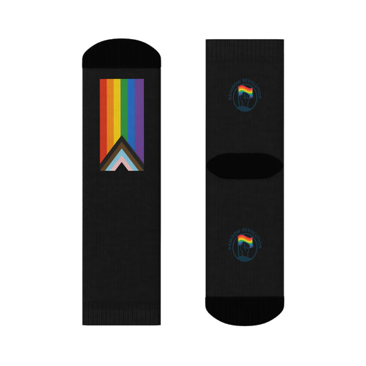 Pride-Themed Crew Socks, Colorful Rainbow Socks for Festivals, LGBTQ+ Gifts, Pride Month Essentials, Fun Everyday Wear