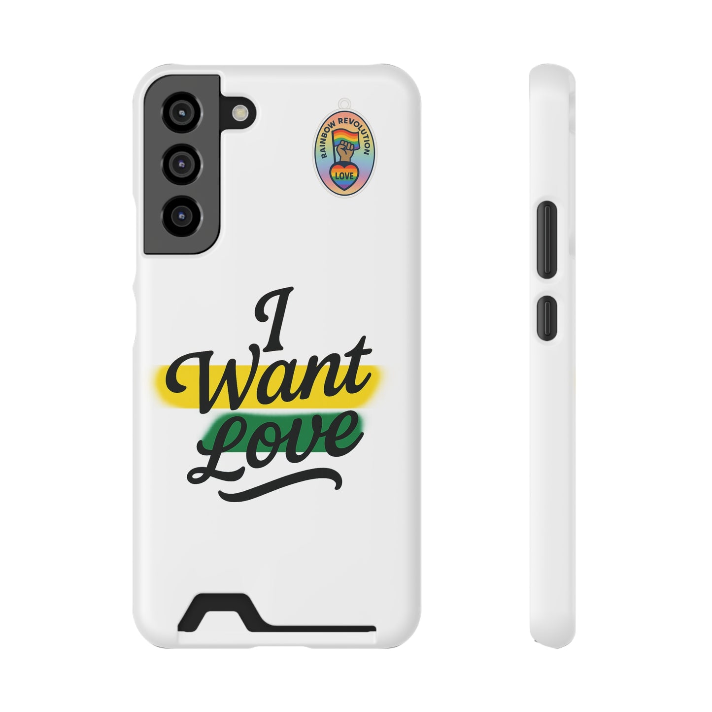 Love-Themed Phone Case with Card Holder | I Want Love, Stylish Gifts, Everyday Accessories, Phone Protection, Gift for Her