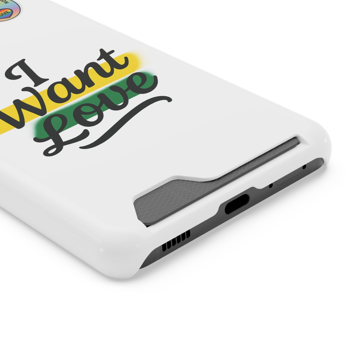 Love-Themed Phone Case with Card Holder | I Want Love, Stylish Gifts, Everyday Accessories, Phone Protection, Gift for Her