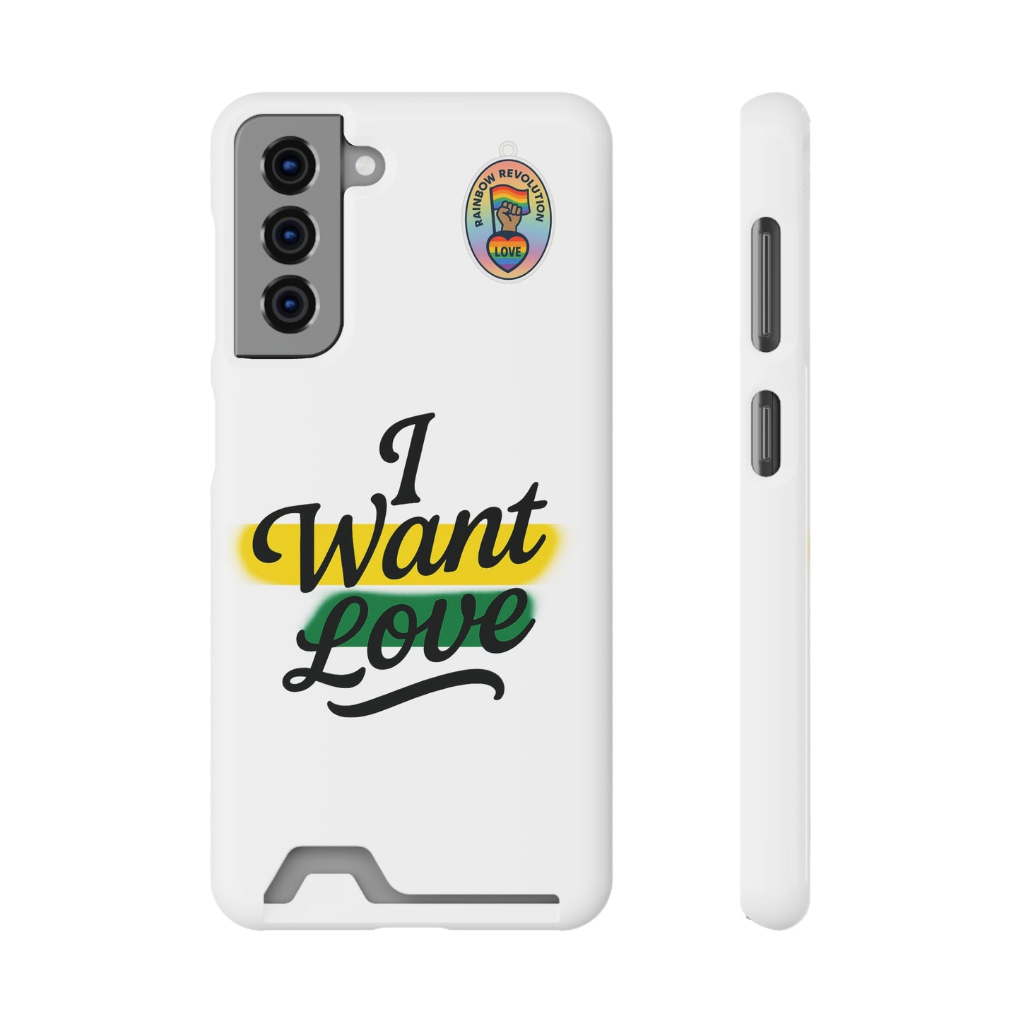 Love-Themed Phone Case with Card Holder | I Want Love, Stylish Gifts, Everyday Accessories, Phone Protection, Gift for Her