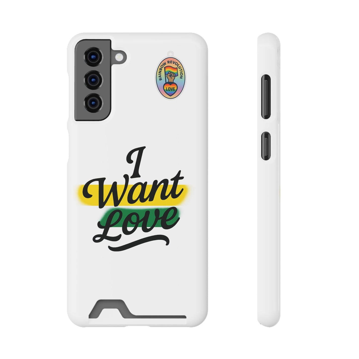 Love-Themed Phone Case with Card Holder | I Want Love, Stylish Gifts, Everyday Accessories, Phone Protection, Gift for Her