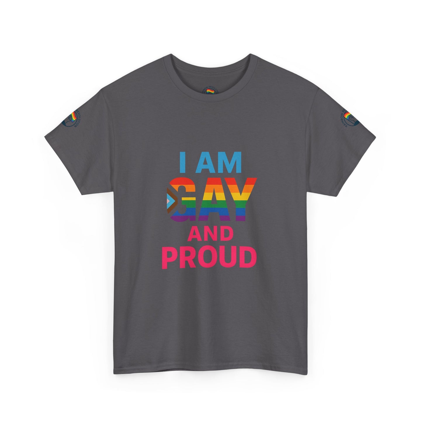 Pride Graphic Tee, I Am Gay and Proud Shirt, LGBTQ+ Apparel, Unisex Cotton Top, Festival Wear, Supportive Gift