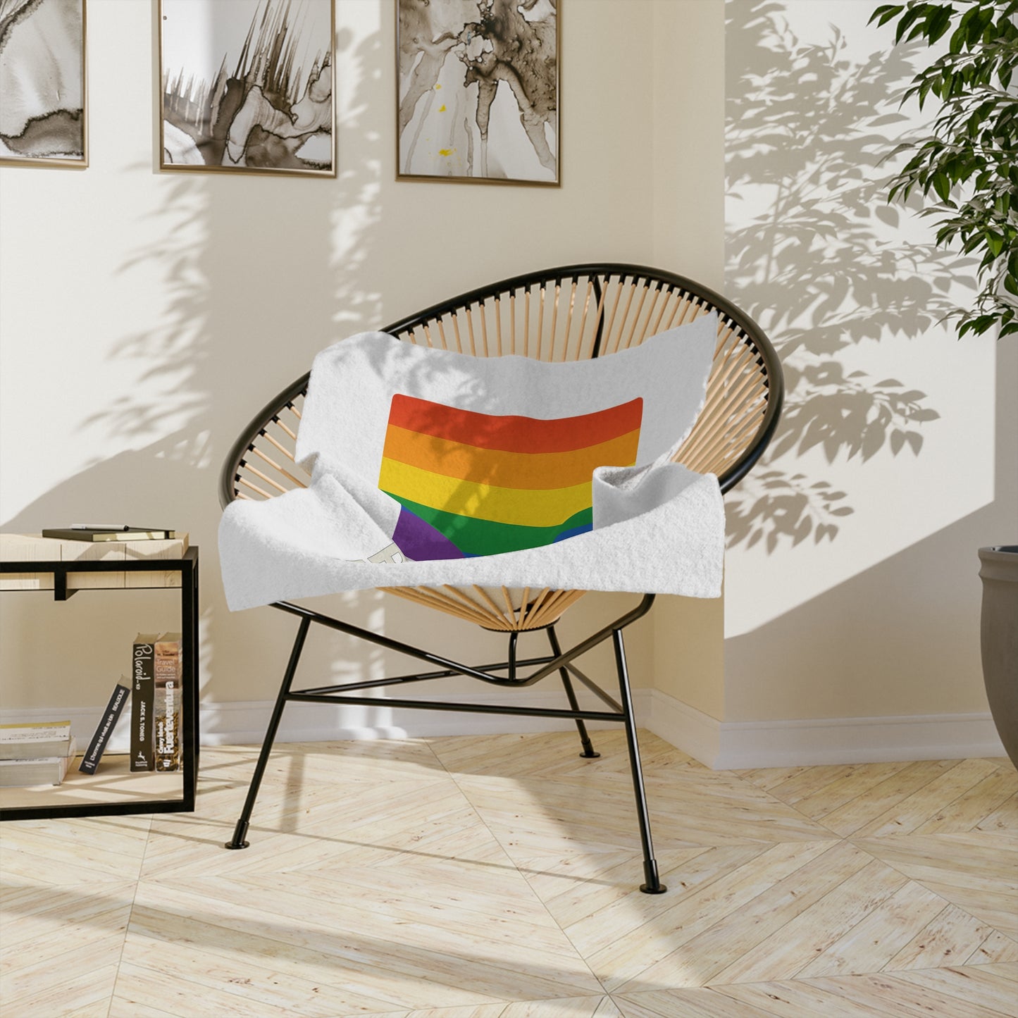 Rainbow Revolution Velveteen Blanket, Cozy LGBTQ+ Throw for Pride Month, Home Decor, Gift for Allies, Soft Microfiber Blanket
