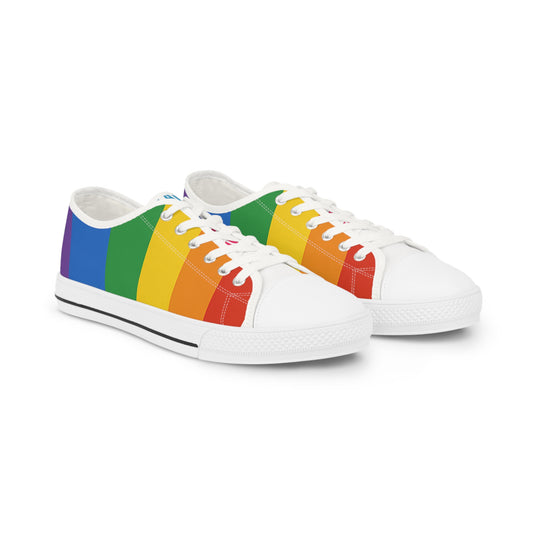 Rainbow Pride Low Top Sneakers, Colorful Casual Shoes for Men, LGBTQ+ Footwear, Retro Sneakers, Summer Fashion, Gift Idea