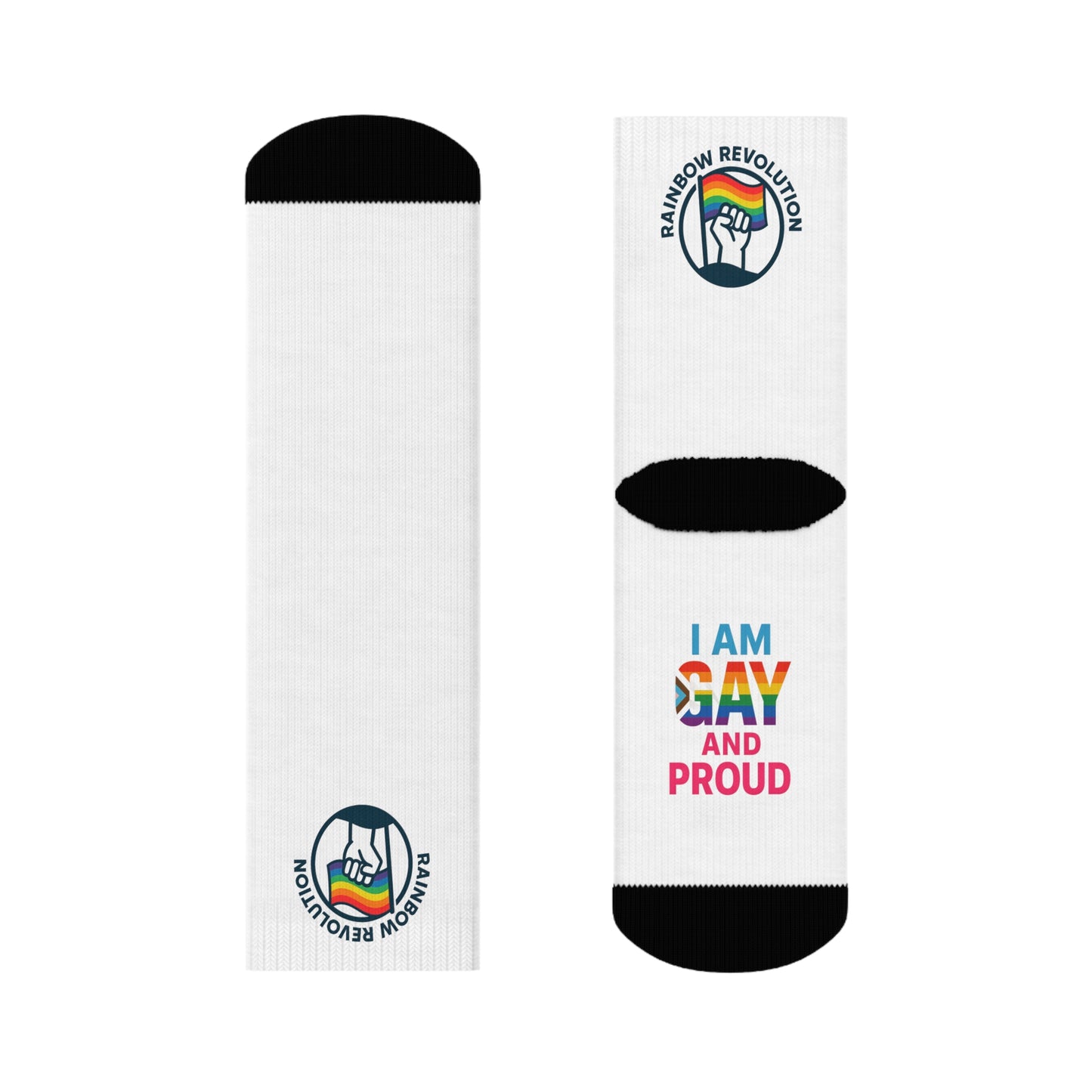 Pride Crew Socks | LGBTQ+ Celebration, I Am Gay and Proud, Rainbow Socks, Gift for Pride Month, Comfortable Socks