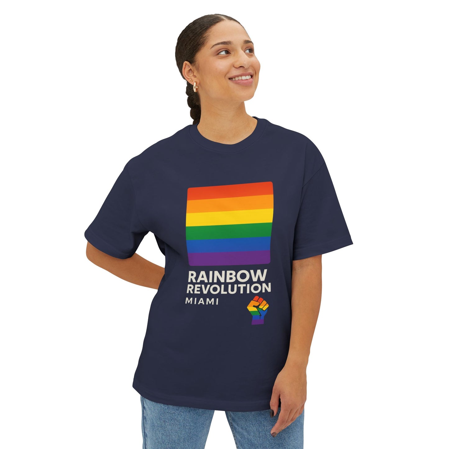Rainbow Revolution Oversized Tee, Unisex Boxy Shirt, LGBTQ+ Pride Apparel, Statement Tee, Casual Wear, Gift for Allies