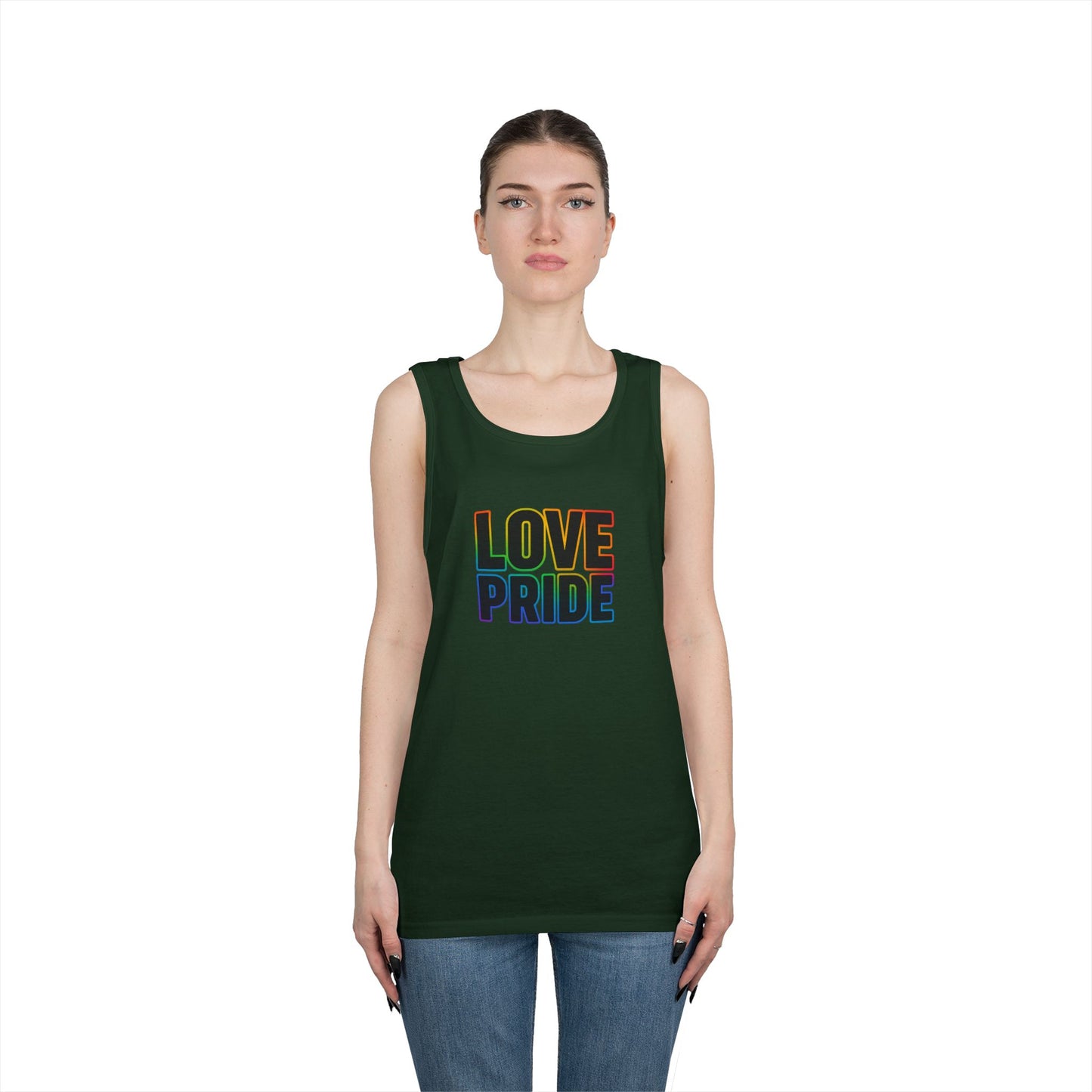 Pride Love Unisex Cotton Tank Top, LGBTQ+ Apparel, Summer Casual Wear, Pride Month Clothing, Festival Outfits