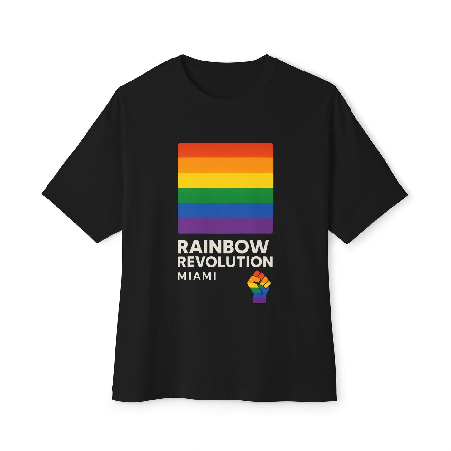Rainbow Revolution Oversized Tee, Unisex Boxy Shirt, LGBTQ+ Pride Apparel, Statement Tee, Casual Wear, Gift for Allies