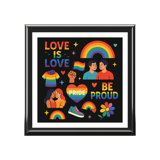 Pride Jewelry Box with Love is Love Design LOVE IS LOVE, LGBTQ+ Keepsake, Rainbow Gift for Charm Storage, Pride Month Decoration, Colorful Organizer