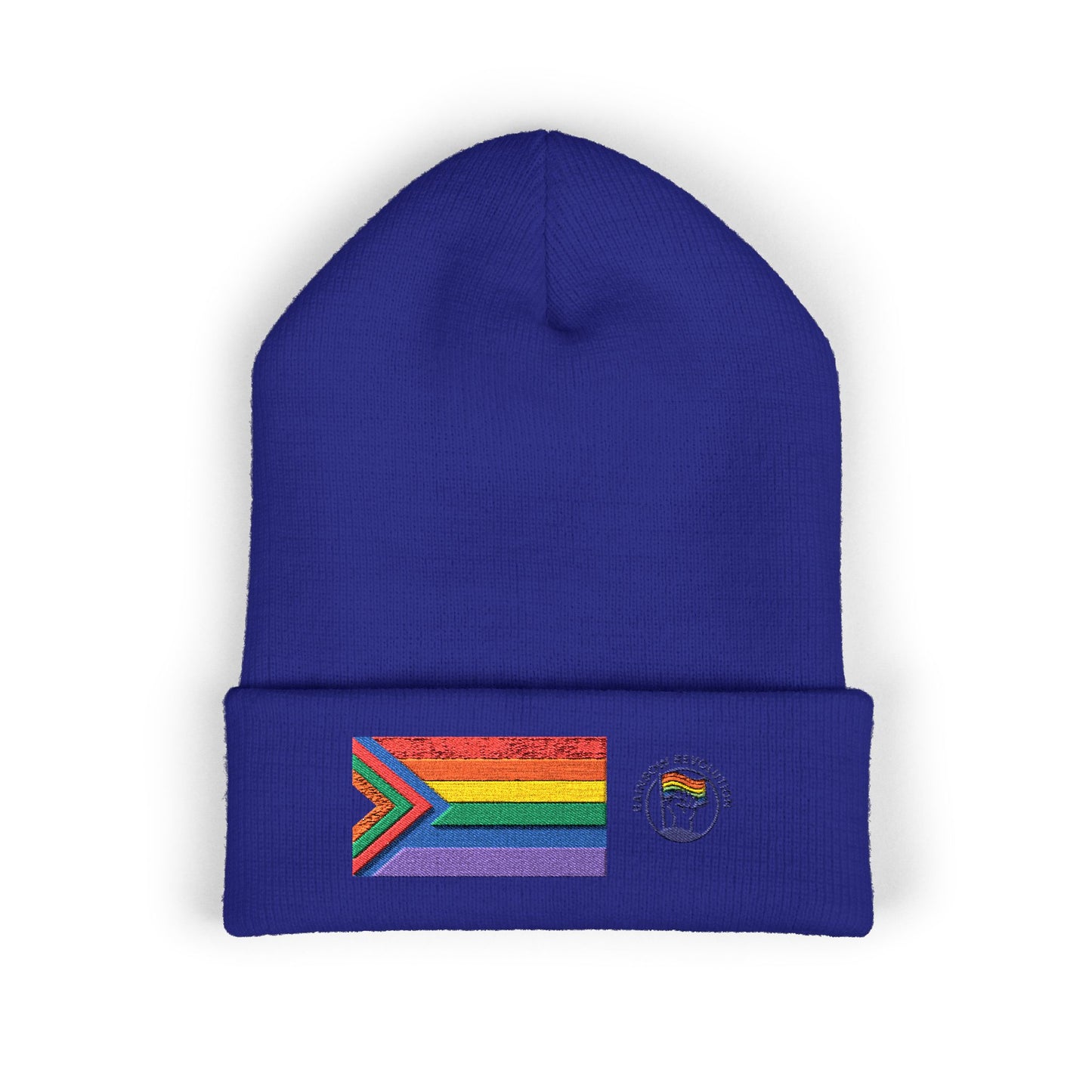 Pride Flag Cuffed Beanie - Cozy Winter Wear, LGBTQ+ Accessories, Casual Streetwear, Embroidery Hat, Holiday Gift