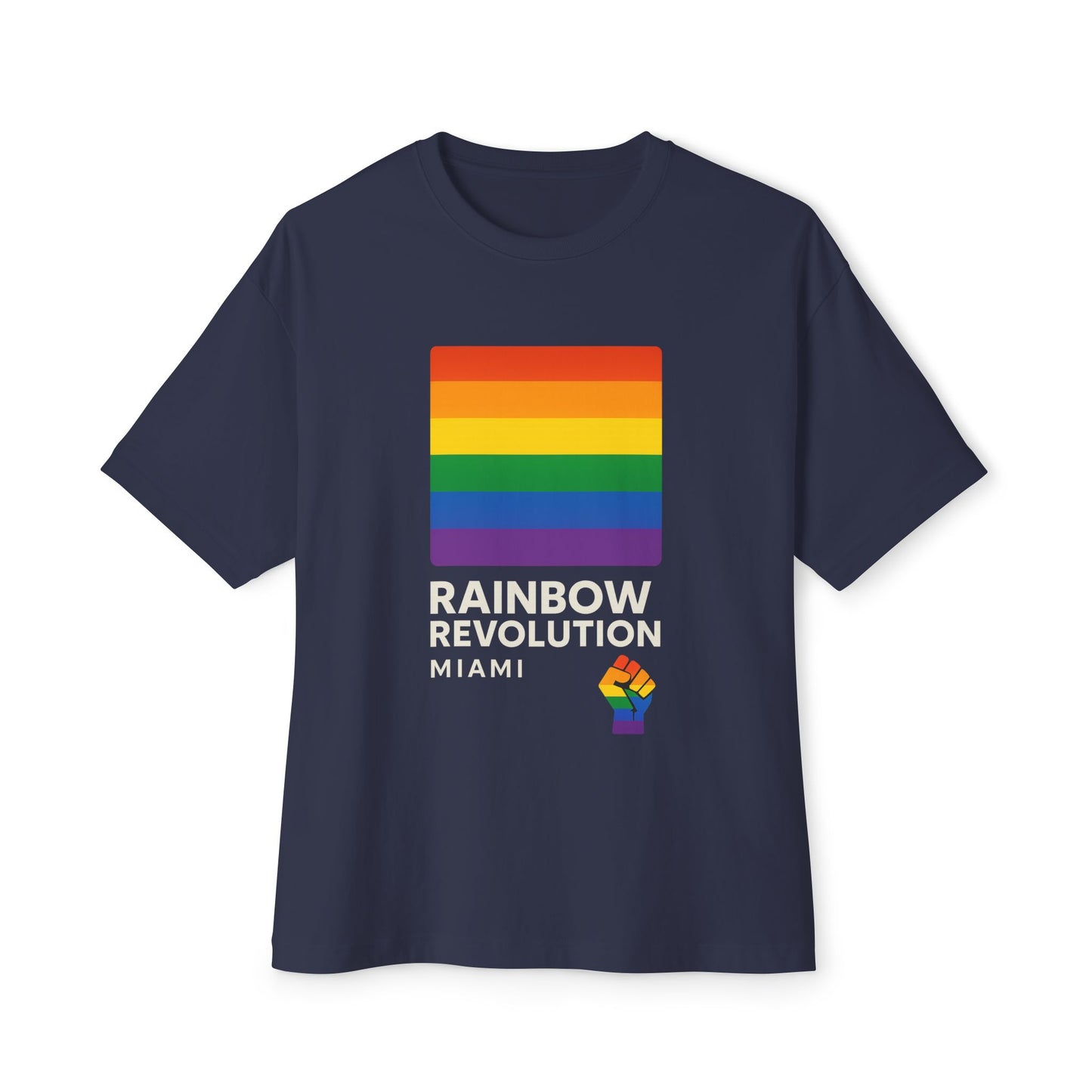 Rainbow Revolution Oversized Tee, Unisex Boxy Shirt, LGBTQ+ Pride Apparel, Statement Tee, Casual Wear, Gift for Allies