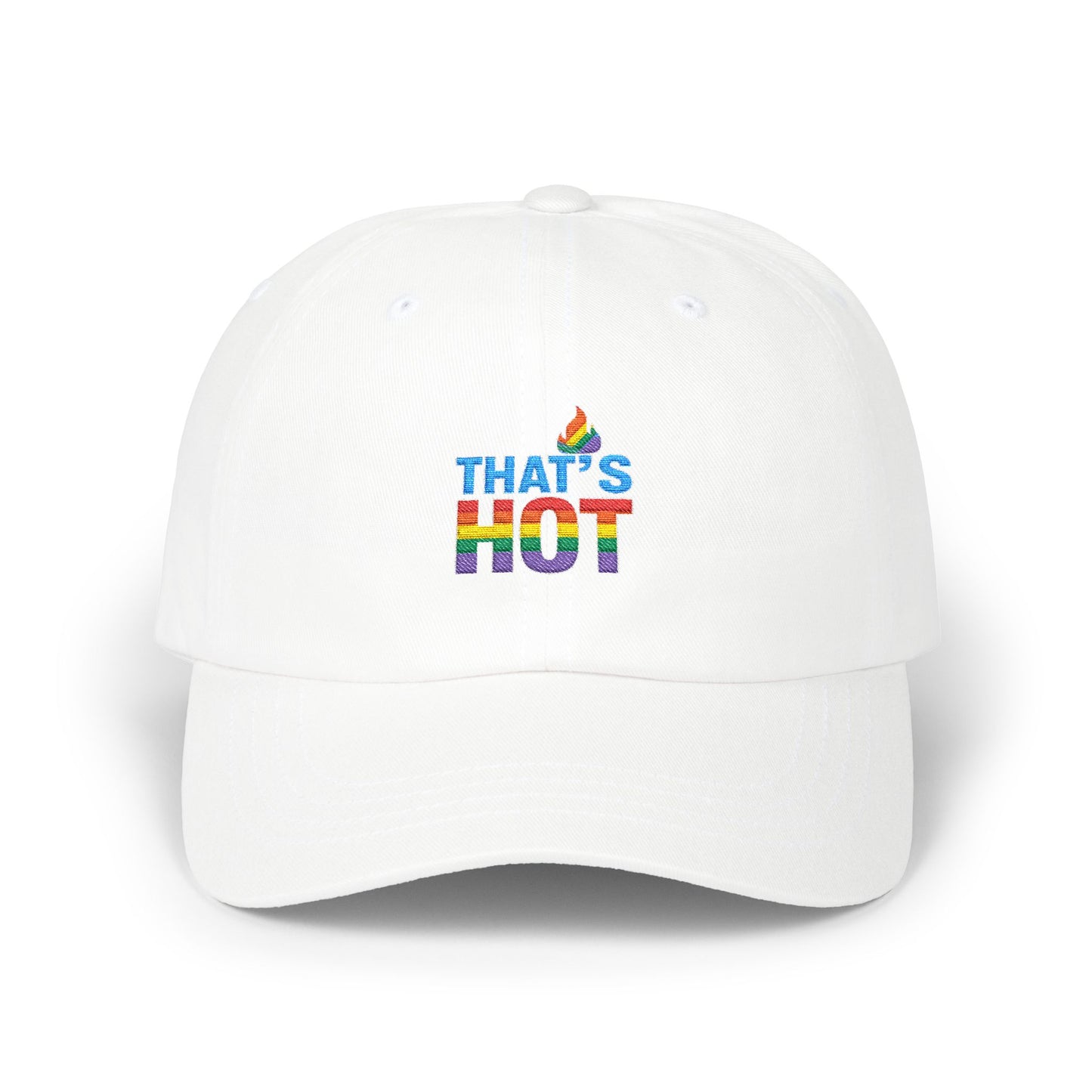 Stylish Dad Cap with Rainbow 'That's Hot' Design, LGBTQ+ Pride Hat, Casual Everyday Accessory, Gift for Father's Day, Summer Fashion