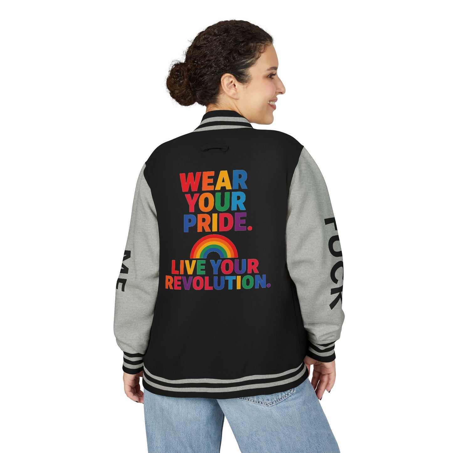 Pride Letterman Jacket - Statement Outerwear for Bold Expression, Sports Jacket, Unisex Fashion, LGBTQ+ Apparel, Gift for Her/Him