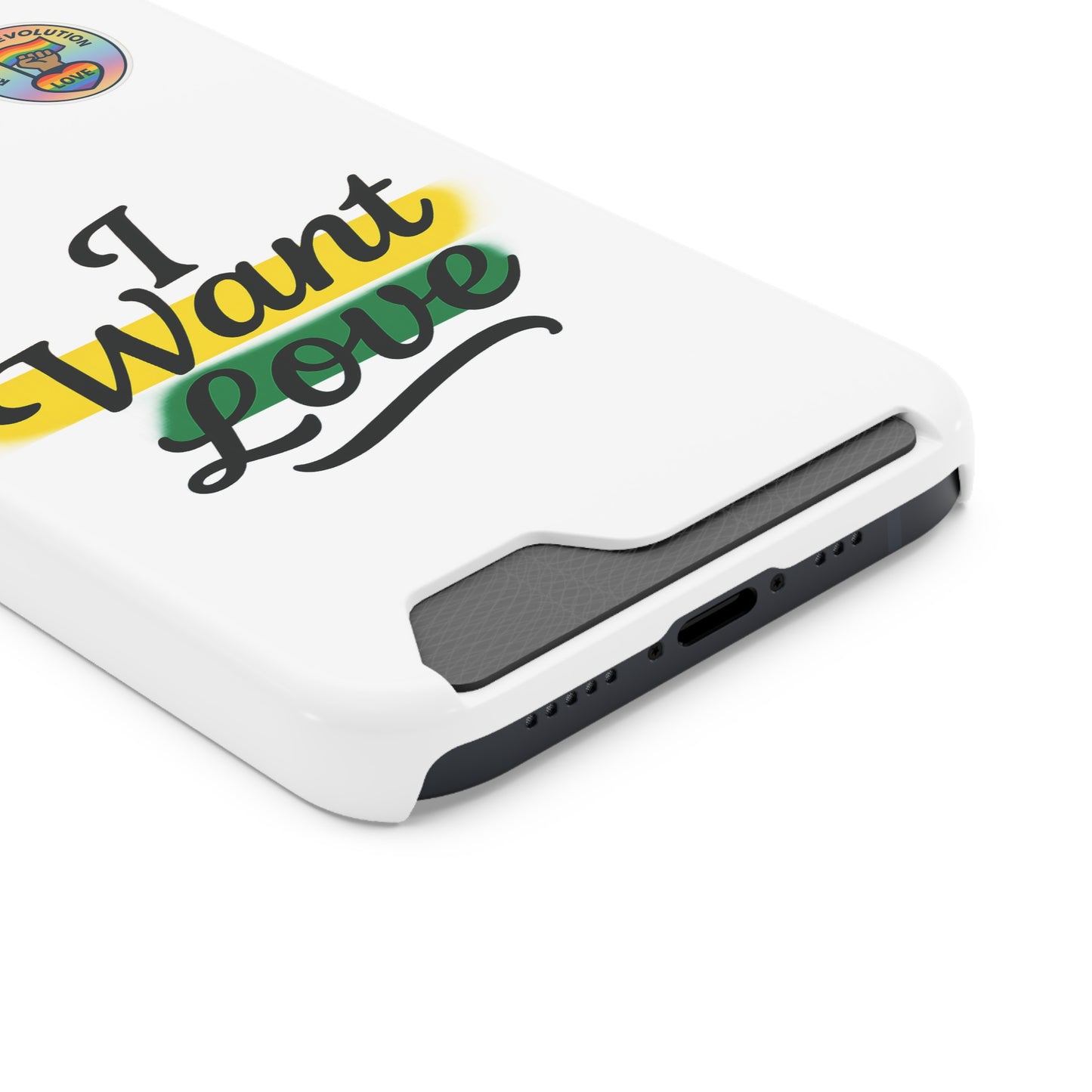 Love-Themed Phone Case with Card Holder | I Want Love, Stylish Gifts, Everyday Accessories, Phone Protection, Gift for Her