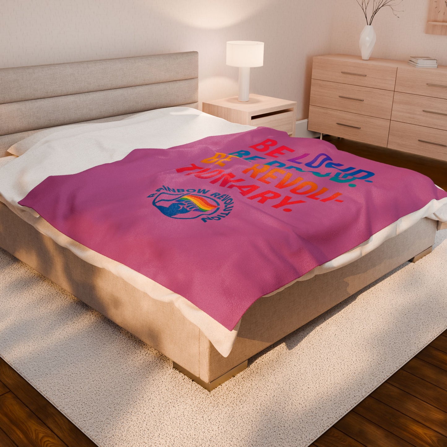 Pride Velvet Blanket - Be Loud. Be Proud. Be Revolutionary! Cozy Gift for LGBTQ+ Events, Festivals, and Celebrations, Soft Throw, Home [...]