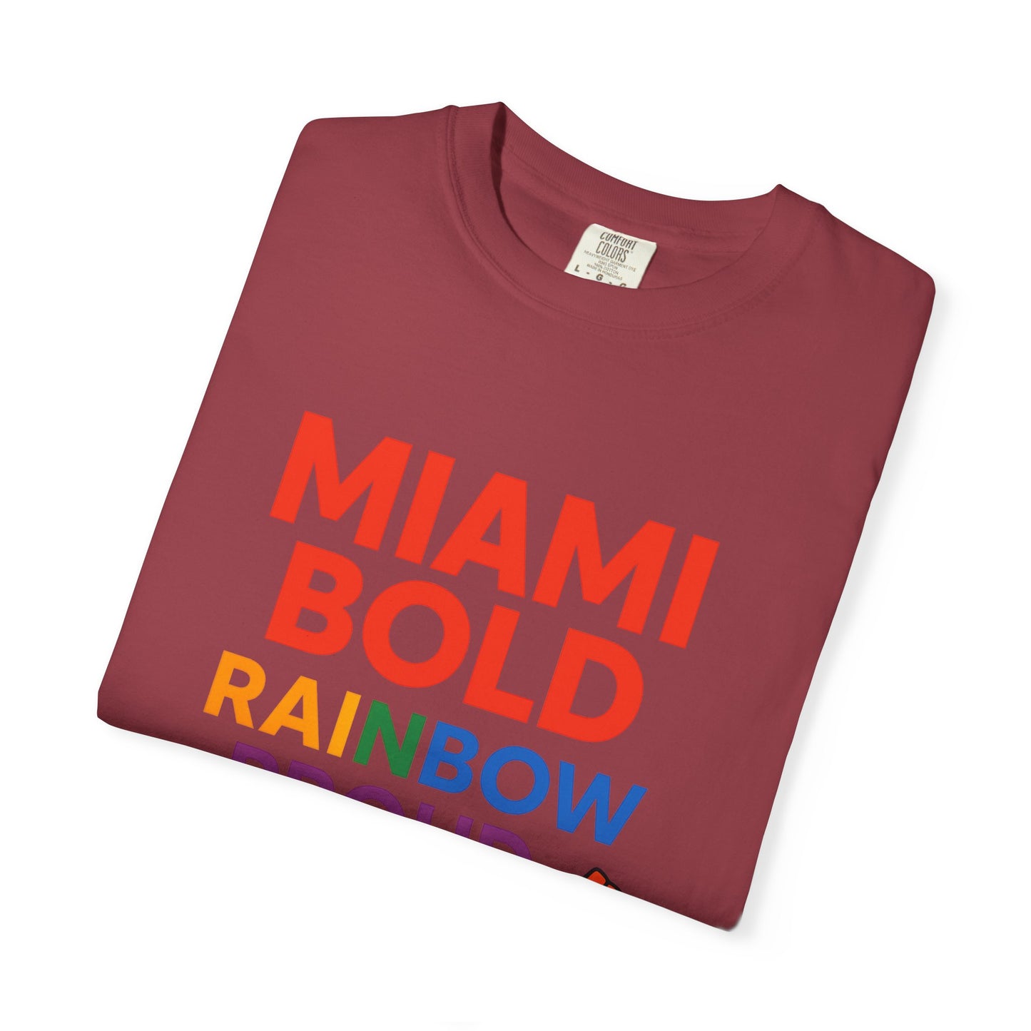 Proud LGBTQ+ Celebration T-Shirt, Miami Bold Rainbow Graphic Tee, Pride Gift, Equality Shirt, Unisex Casual Wear, Summer Apparel