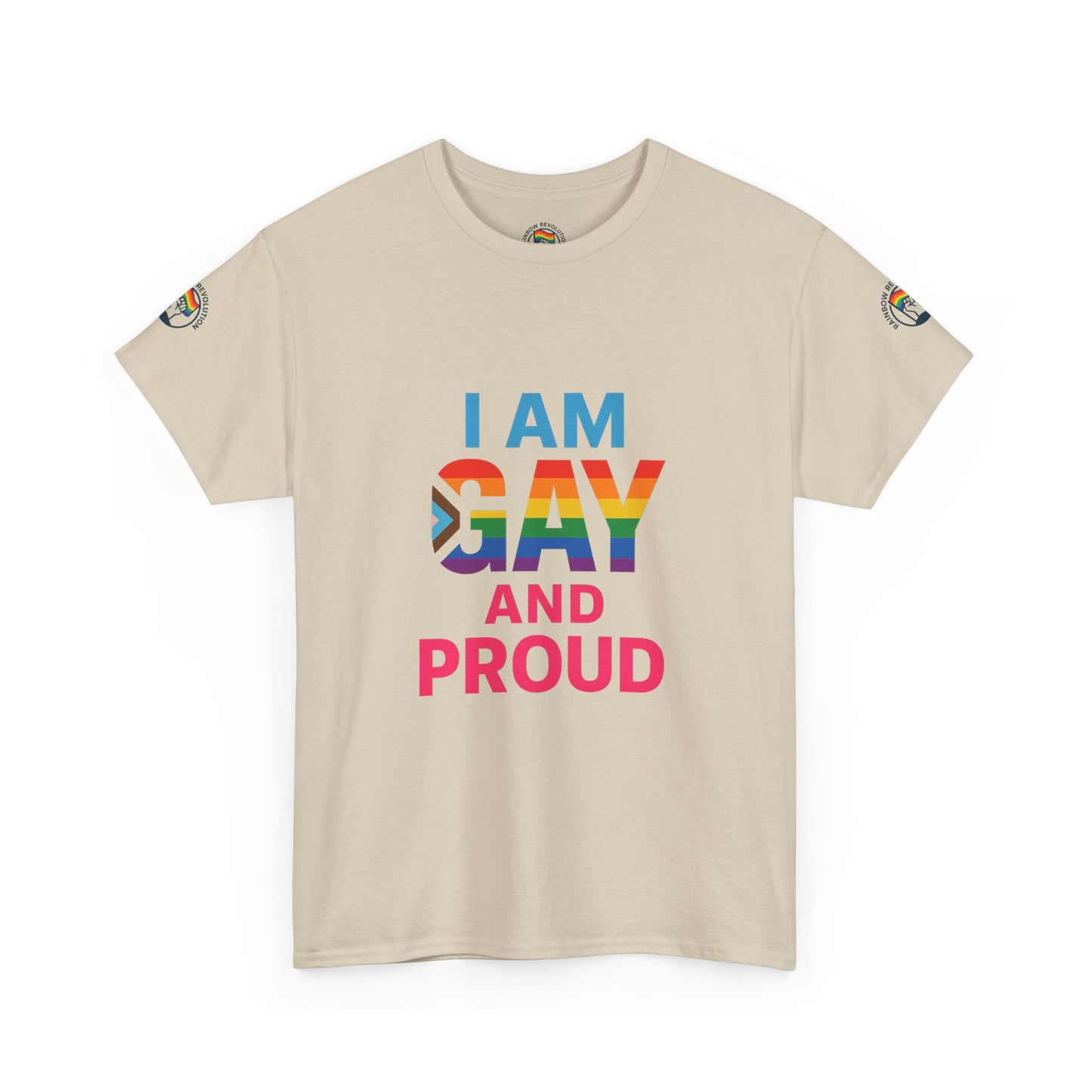 Pride Graphic Tee, I Am Gay and Proud Shirt, LGBTQ+ Apparel, Unisex Cotton Top, Festival Wear, Supportive Gift