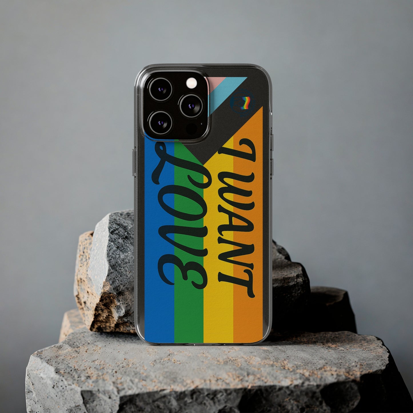 Pride Love Phone Case, Clear Silicone Case, LGBTQ+ Phone Accessory, Colorful Phone Cover, Rainbow Pride Gift