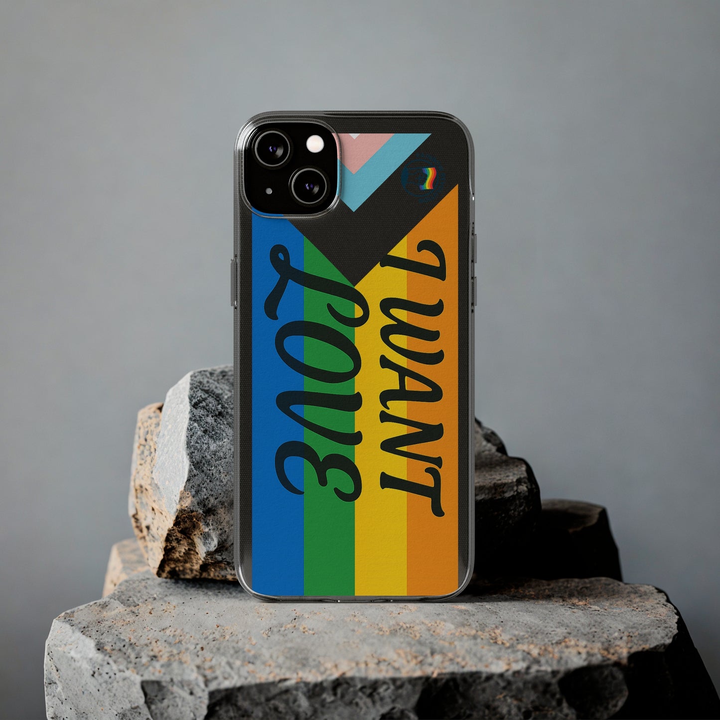 Pride Love Phone Case, Clear Silicone Case, LGBTQ+ Phone Accessory, Colorful Phone Cover, Rainbow Pride Gift