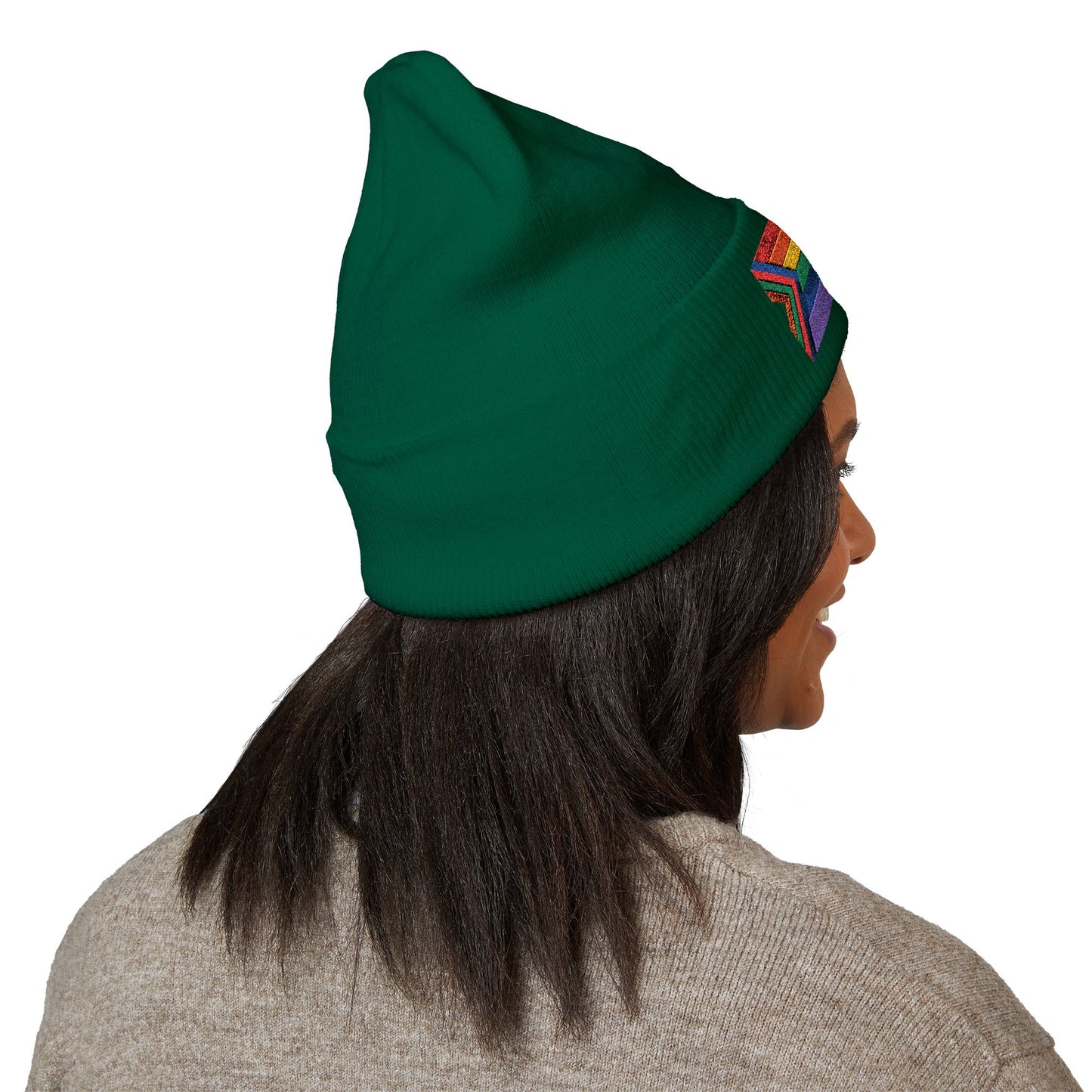 Pride Flag Cuffed Beanie - Cozy Winter Wear, LGBTQ+ Accessories, Casual Streetwear, Embroidery Hat, Holiday Gift