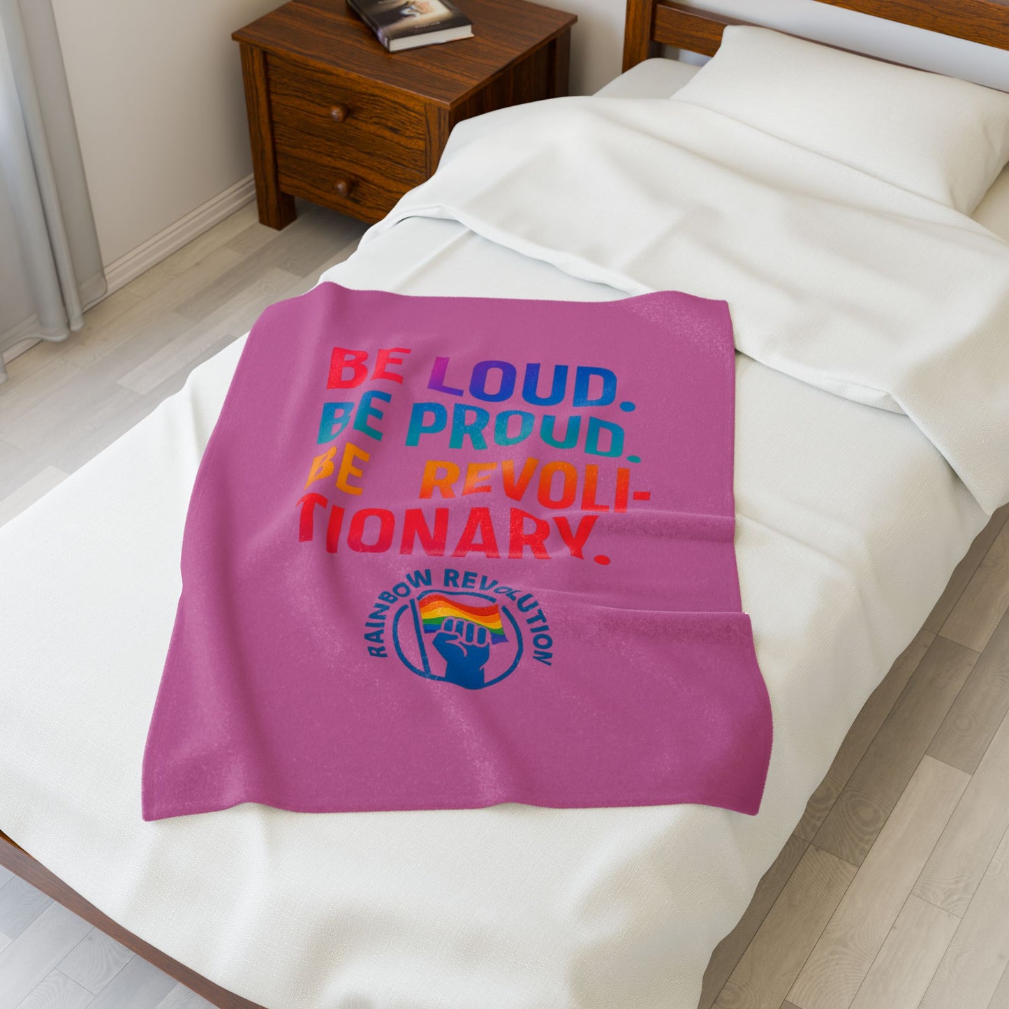 Pride Velvet Blanket - Be Loud. Be Proud. Be Revolutionary! Cozy Gift for LGBTQ+ Events, Festivals, and Celebrations, Soft Throw, Home [...]