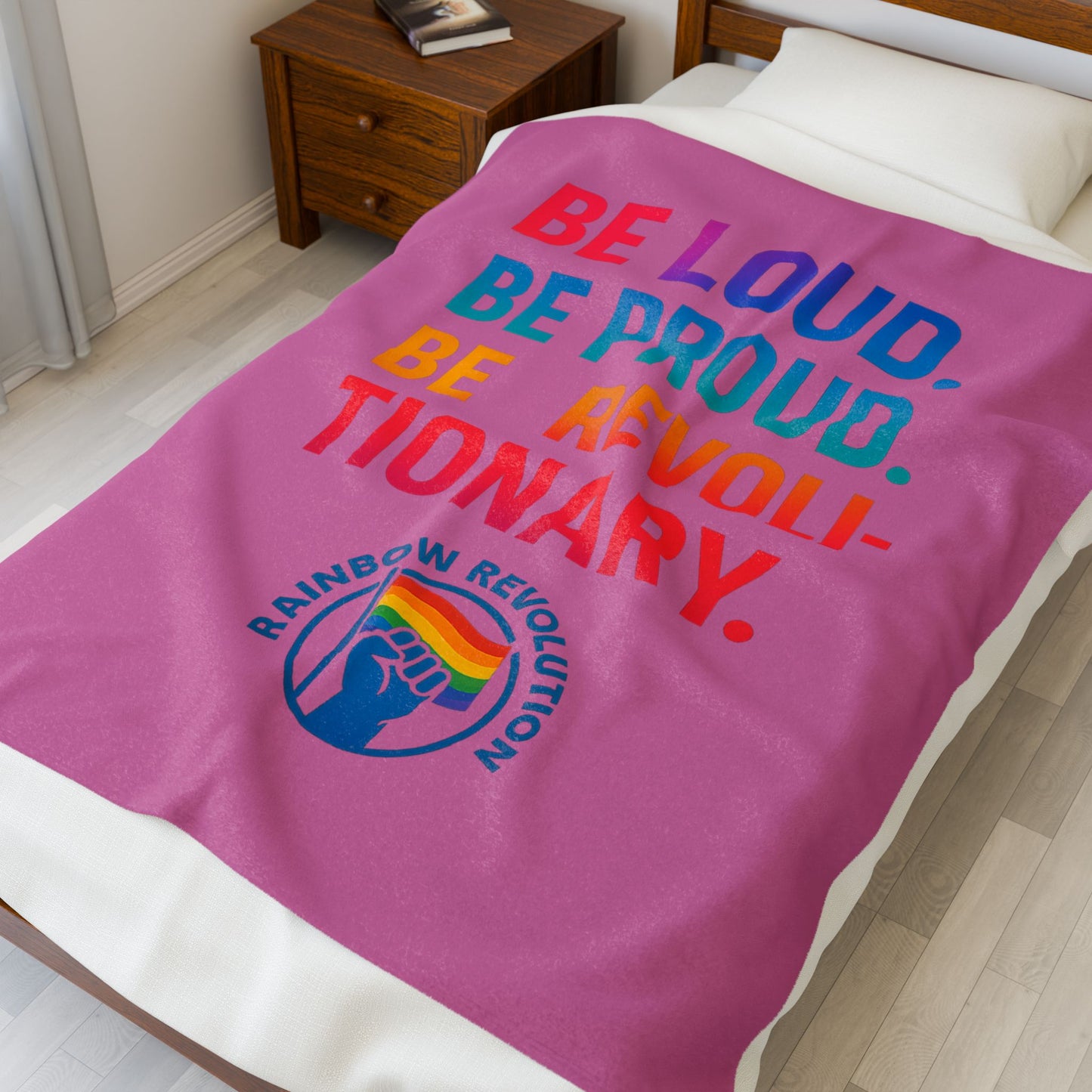 Pride Velvet Blanket - Be Loud. Be Proud. Be Revolutionary! Cozy Gift for LGBTQ+ Events, Festivals, and Celebrations, Soft Throw, Home [...]