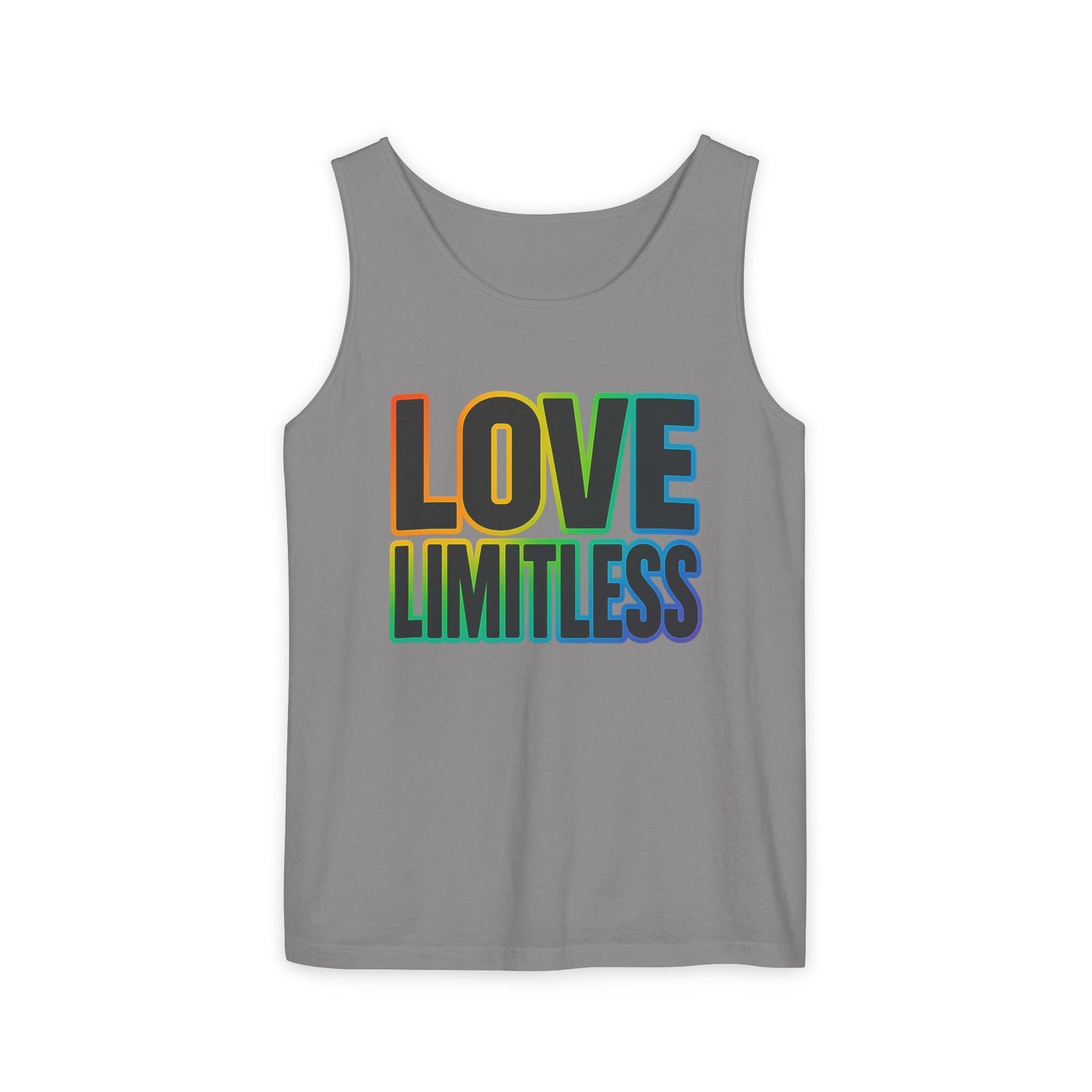 Unisex Inspirational Tank Top, Love Limitless Sleeveless Shirt, Perfect for Summer, Pride Events, Relaxed Fit Gym Wear, Gift for Friends