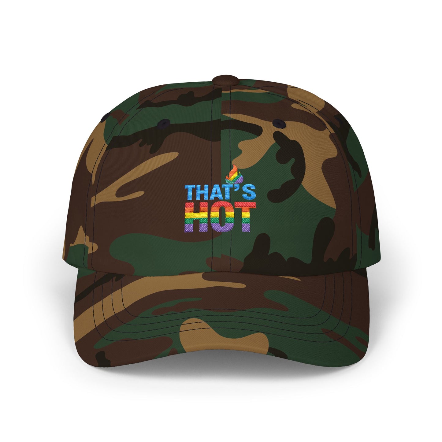 Stylish Dad Cap with Rainbow 'That's Hot' Design, LGBTQ+ Pride Hat, Casual Everyday Accessory, Gift for Father's Day, Summer Fashion