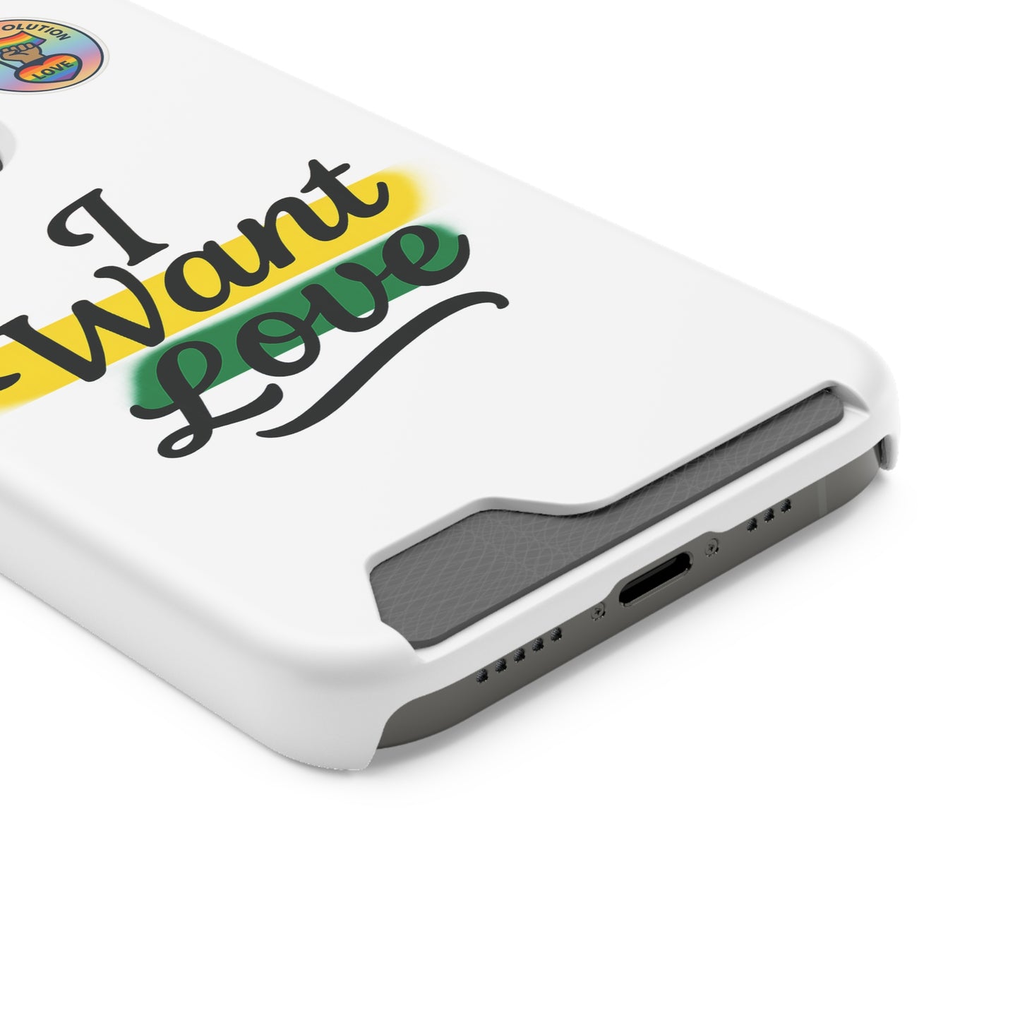 Love-Themed Phone Case with Card Holder | I Want Love, Stylish Gifts, Everyday Accessories, Phone Protection, Gift for Her