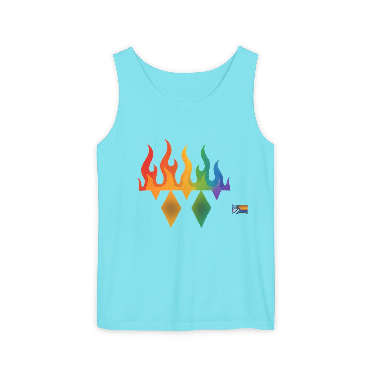 Pride Flame Tank Top | Unisex Garment-Dyed Tank, LGBTQ+ Apparel, Colorful Summer Wear, Festival Clothing, Gay Pride Merchandise