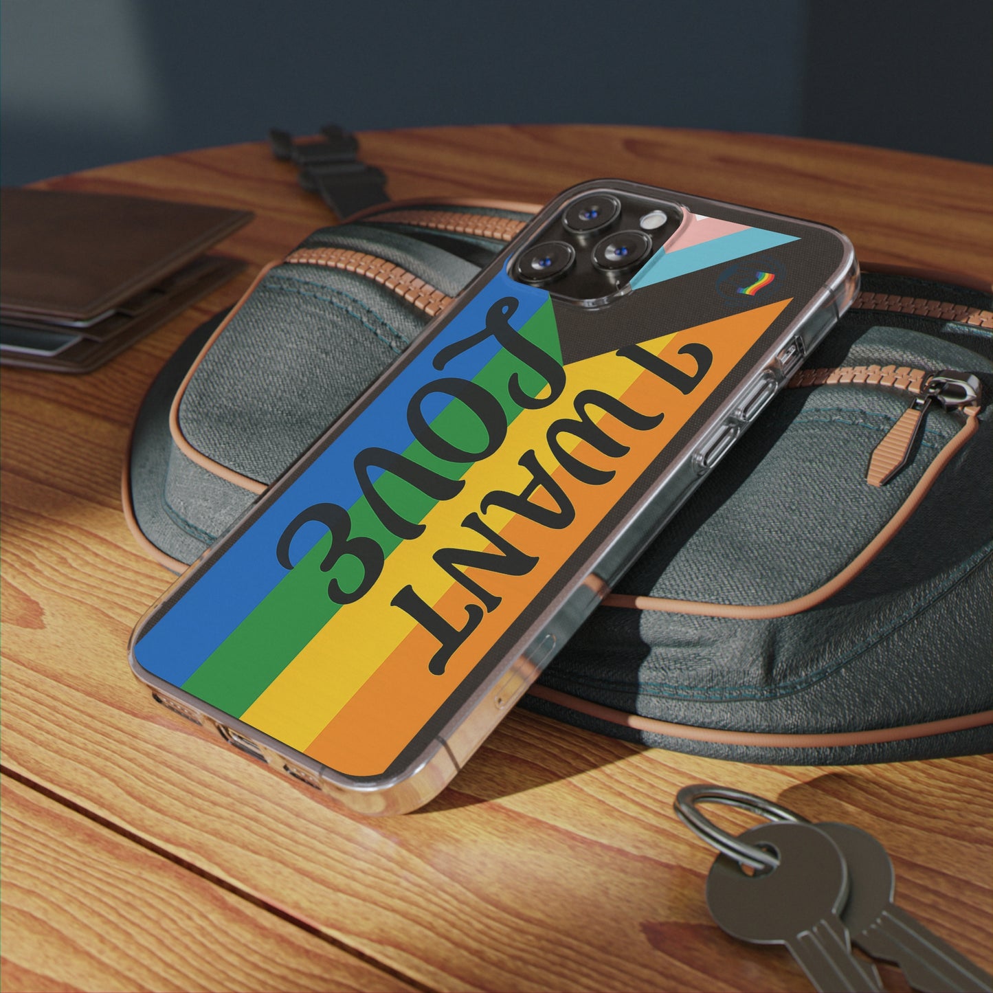 Pride Love Phone Case, Clear Silicone Case, LGBTQ+ Phone Accessory, Colorful Phone Cover, Rainbow Pride Gift