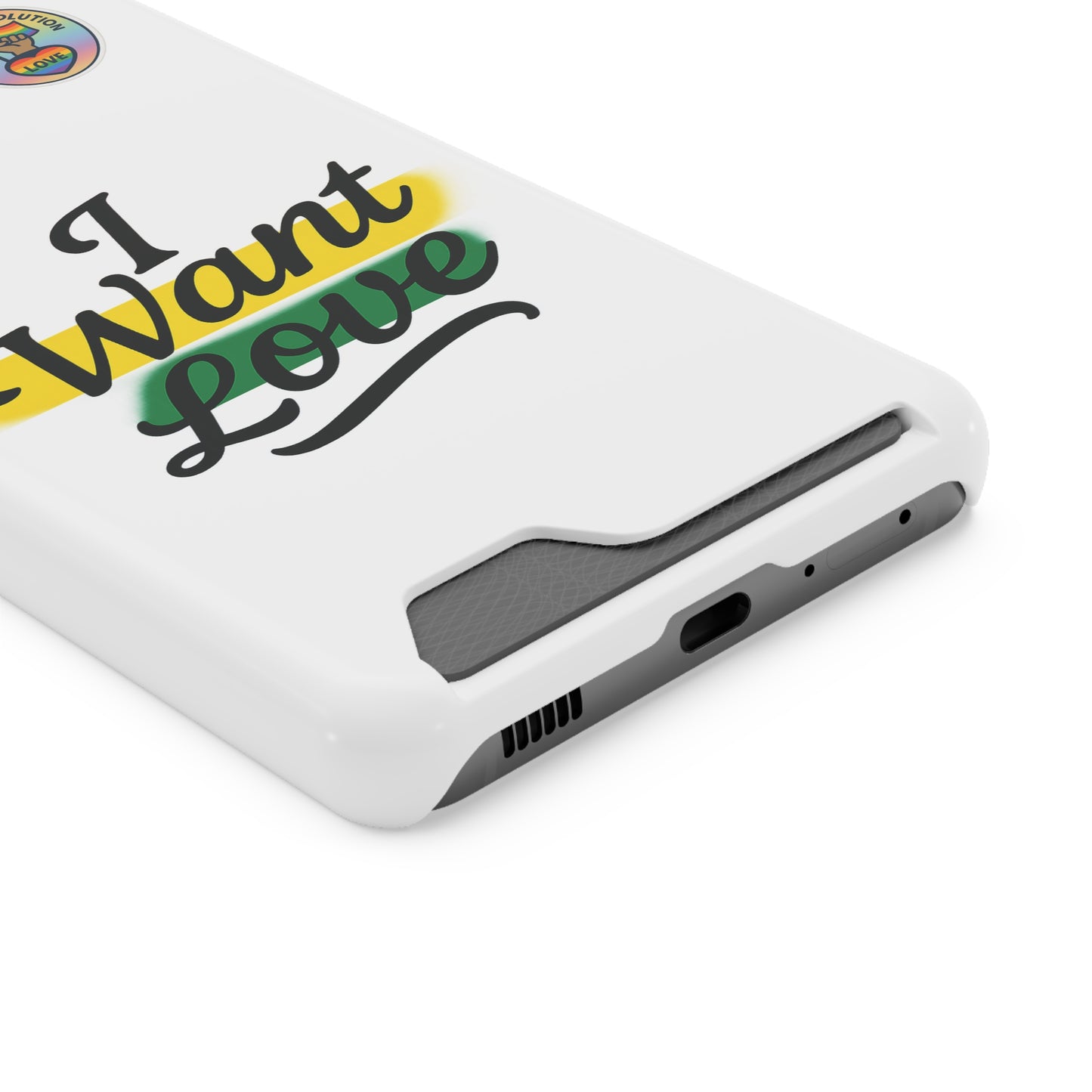Love-Themed Phone Case with Card Holder | I Want Love, Stylish Gifts, Everyday Accessories, Phone Protection, Gift for Her