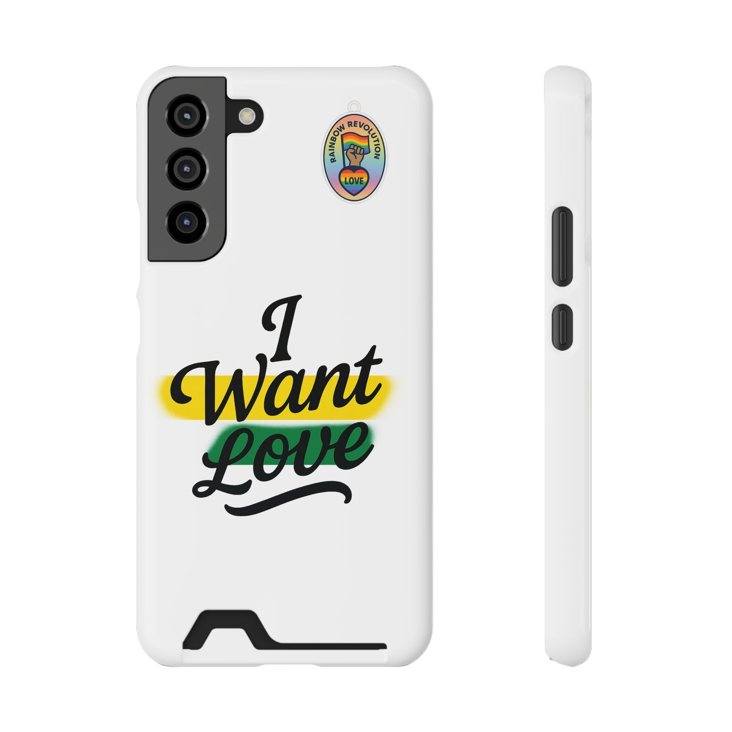 Love-Themed Phone Case with Card Holder | I Want Love, Stylish Gifts, Everyday Accessories, Phone Protection, Gift for Her