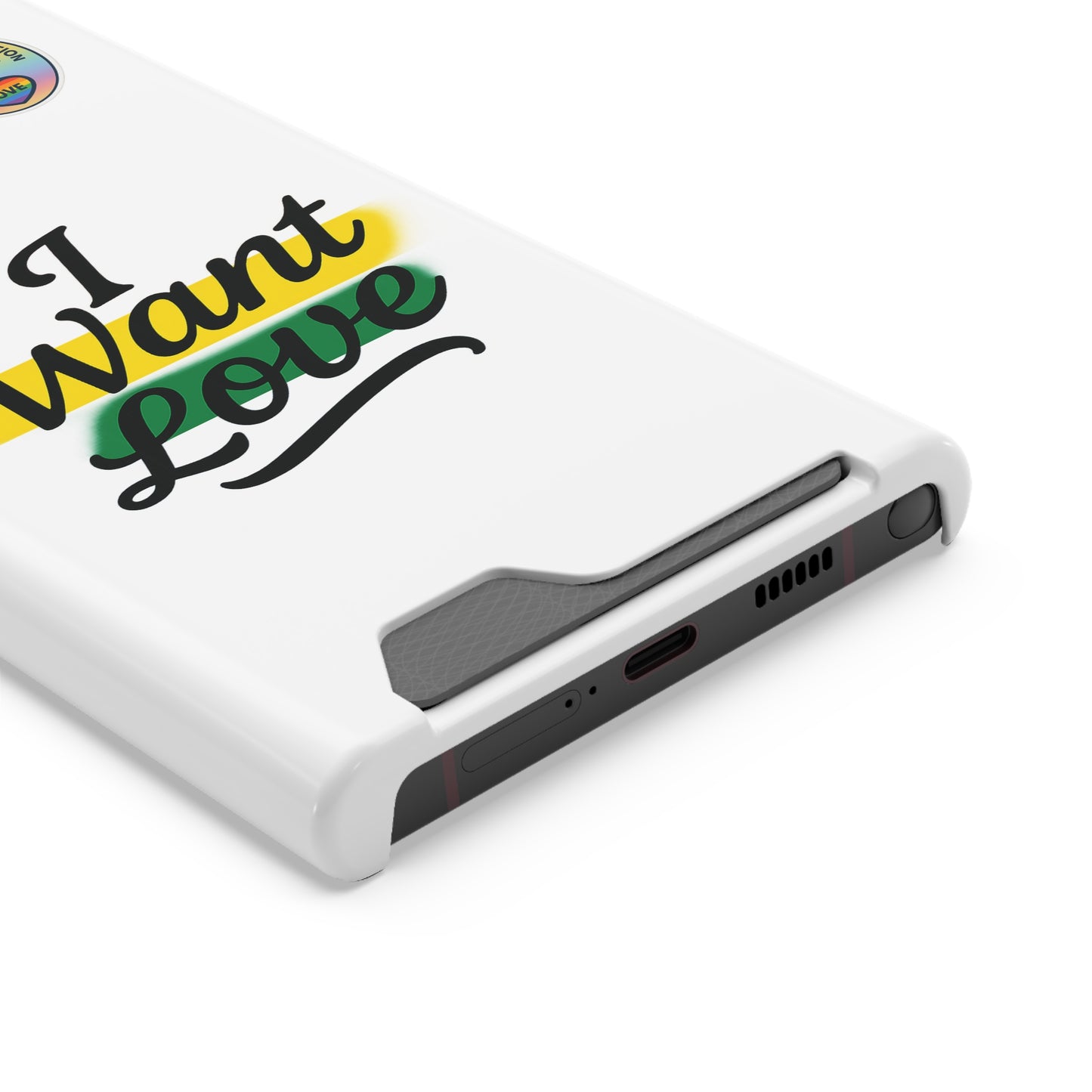 Love-Themed Phone Case with Card Holder | I Want Love, Stylish Gifts, Everyday Accessories, Phone Protection, Gift for Her
