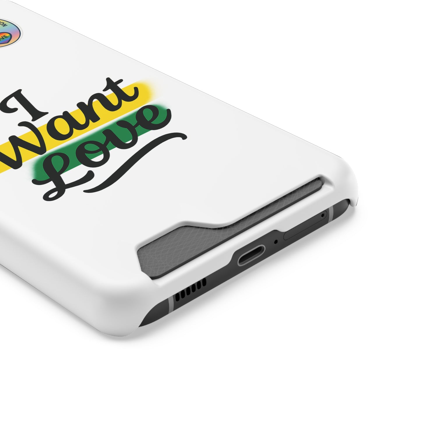 Love-Themed Phone Case with Card Holder | I Want Love, Stylish Gifts, Everyday Accessories, Phone Protection, Gift for Her